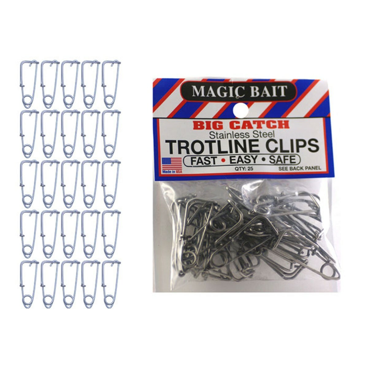 Magic Bait Big Catch Stainless Steel Trotline Clips 25-Pack FREE Shipping