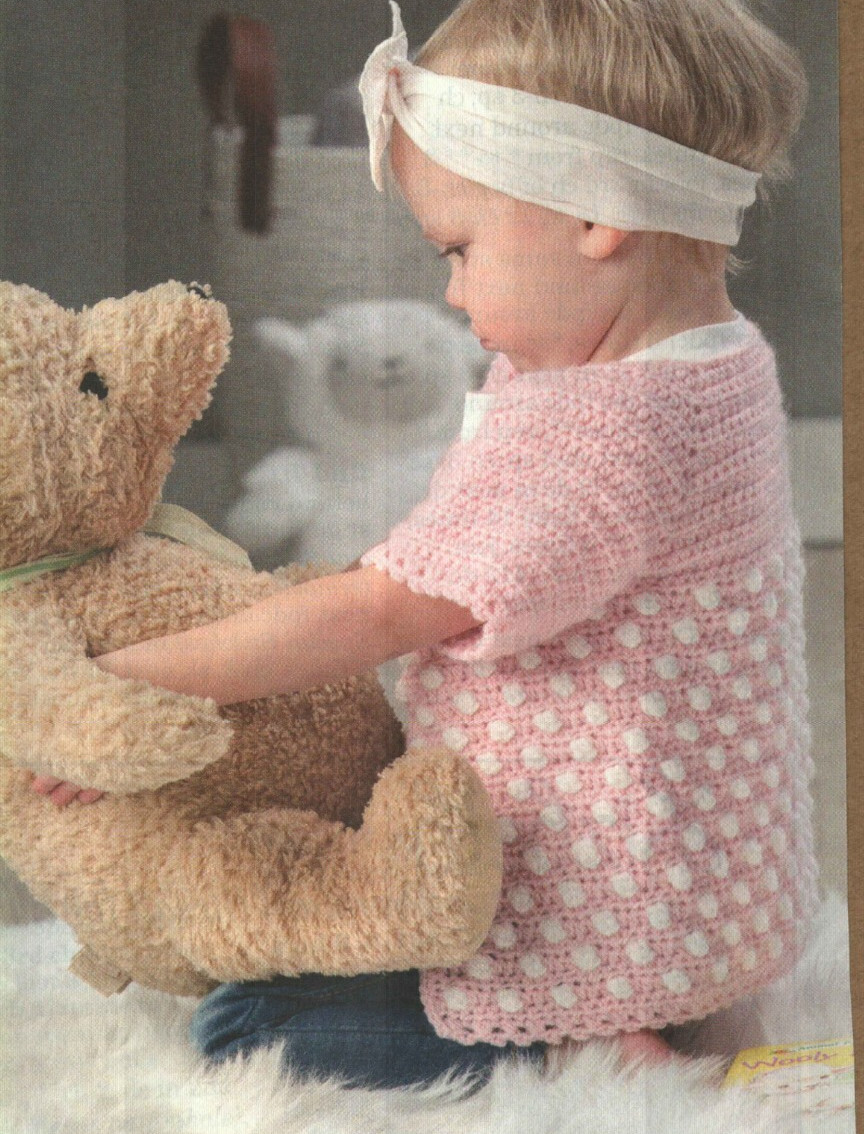 DOTTY CARDI SWEATER 3 BABY CHILD SIZES CROCHET PATTERN INSTRUCTIONS