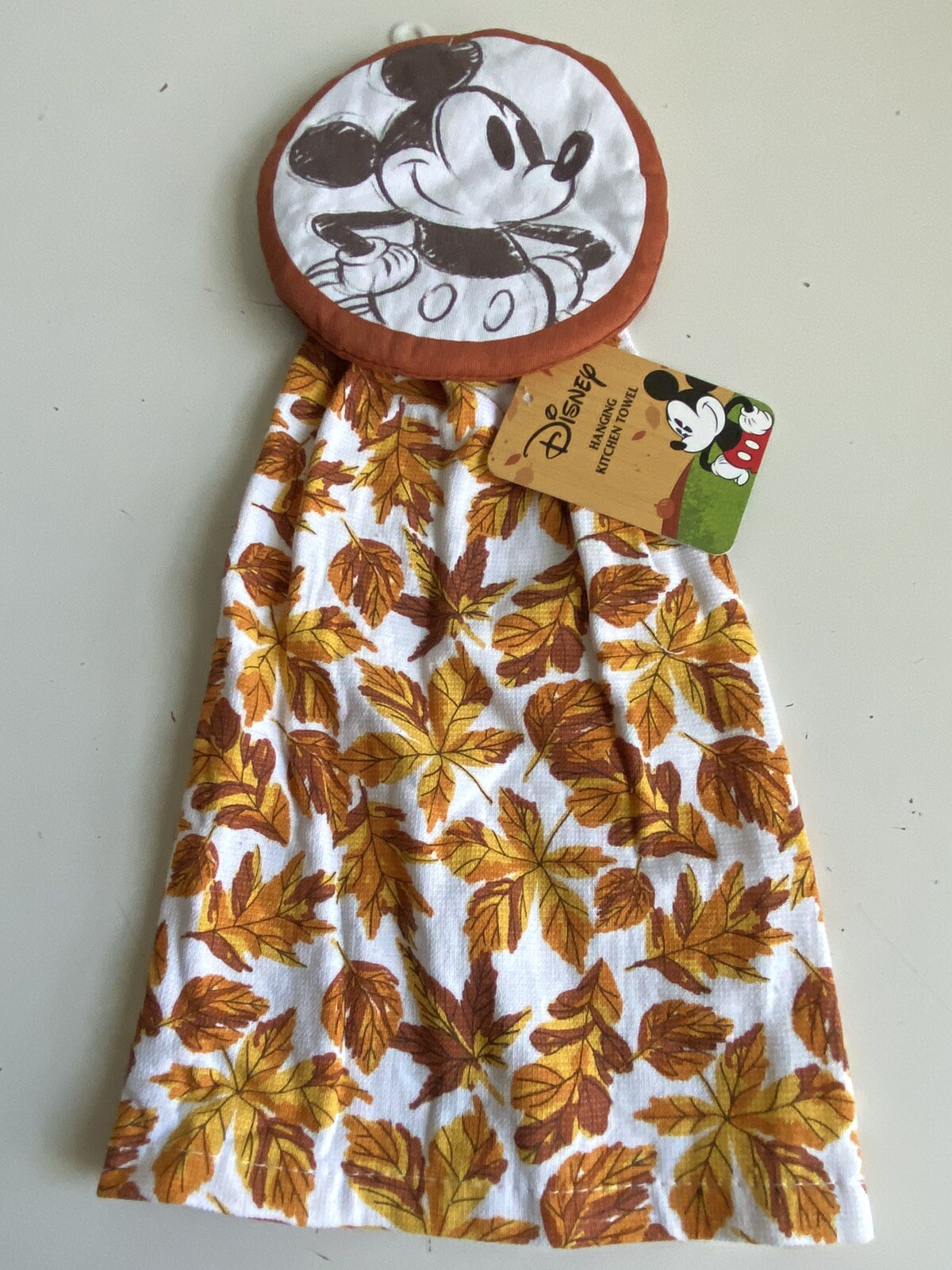Disney Mickey Mouse Fall Autumn Leaves Hanging Kitchen Towel NEW