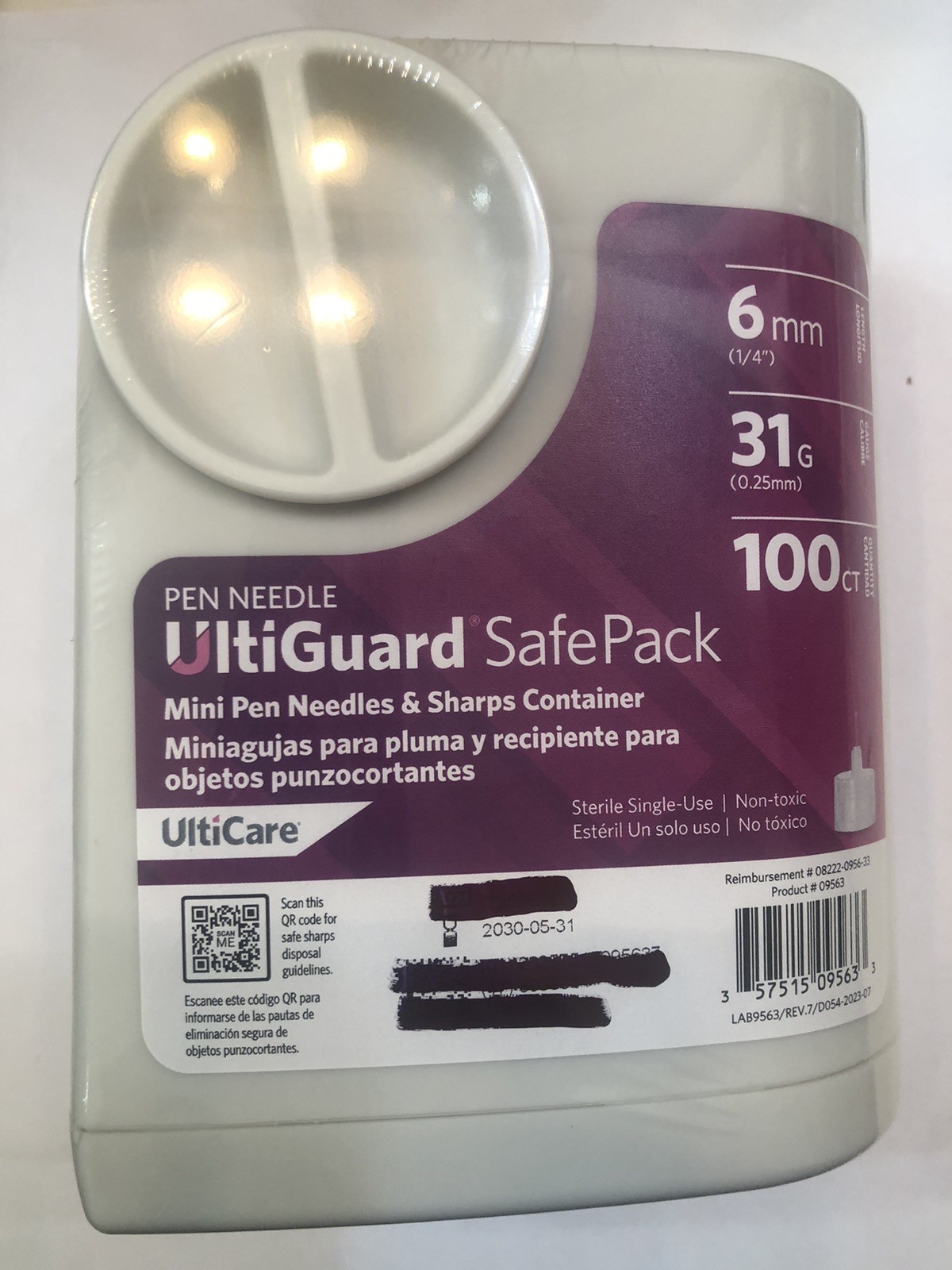 Ultiguard Safe Pack 100ct Pen Needles Plus Sharps Container