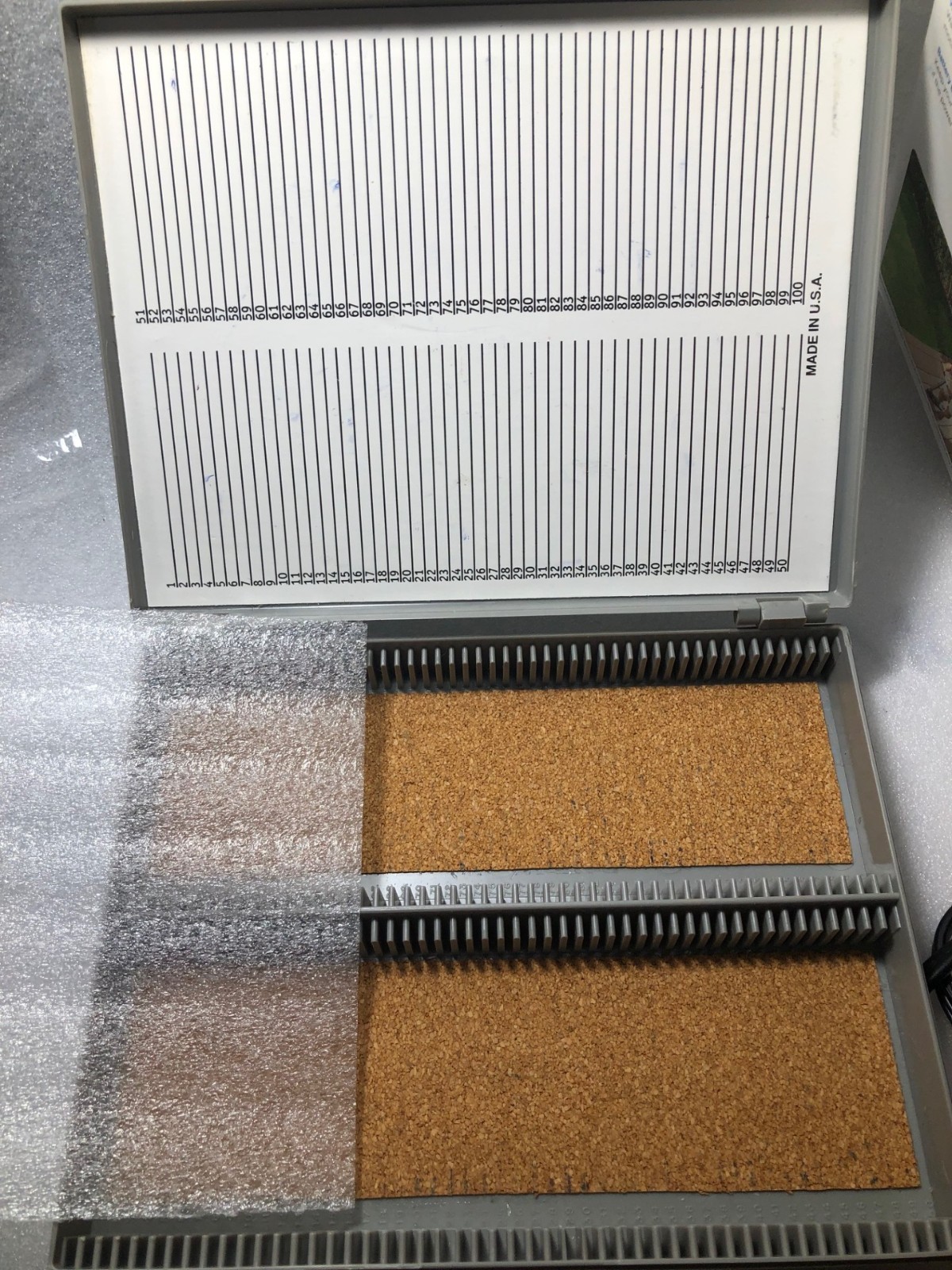 USED Gray MICROSCOPE SLIDE BOX CASE STORAGE HOLDS 100 SLIDES(U15