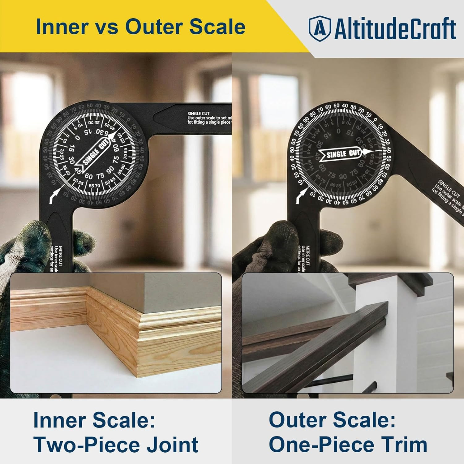 Precision Miter Saw Protractor – No-Math Angle Finder for Crown Molding, Trim