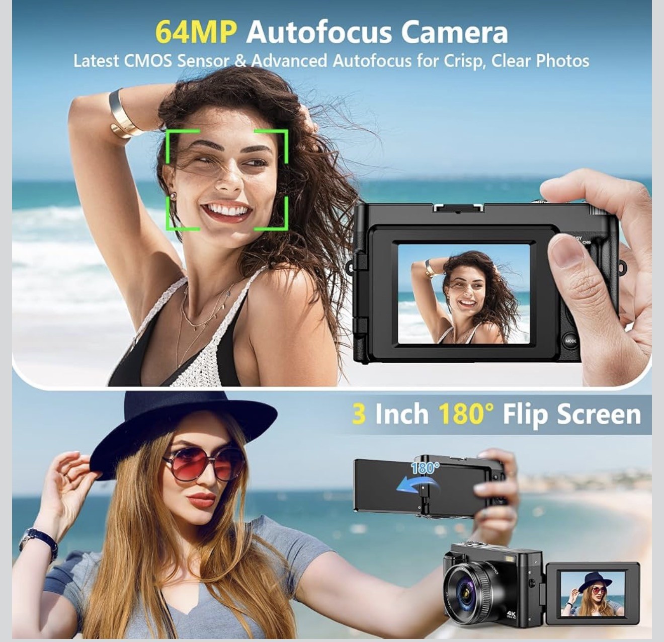 4K Digital Camera for Photography, Autofocus 64MP Vlogging Camera for YouTube...