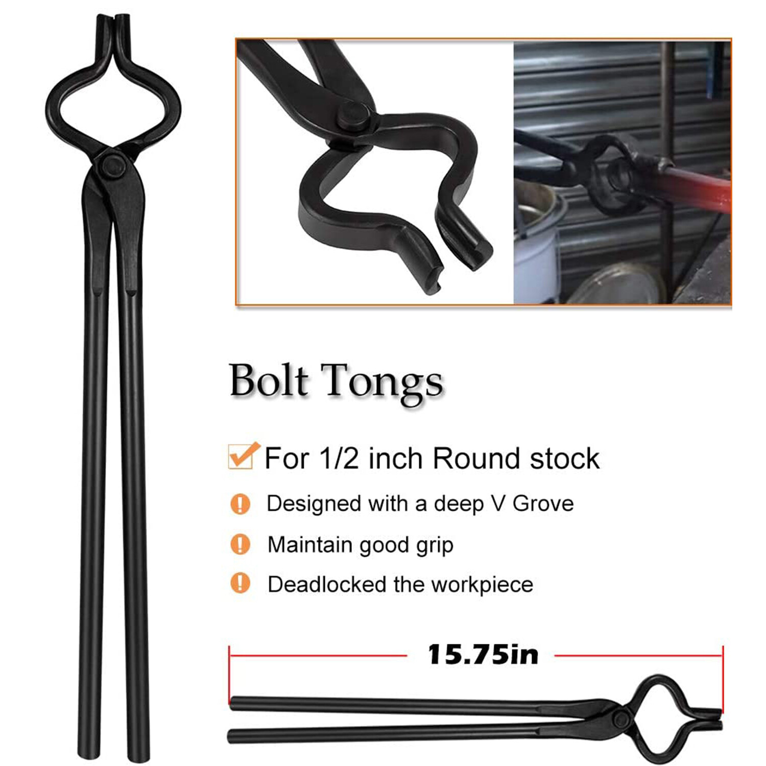 5PC Knife Making Blacksmith Tongs Bladesmith Hand Tool Set Anvil Vise Forge Flat