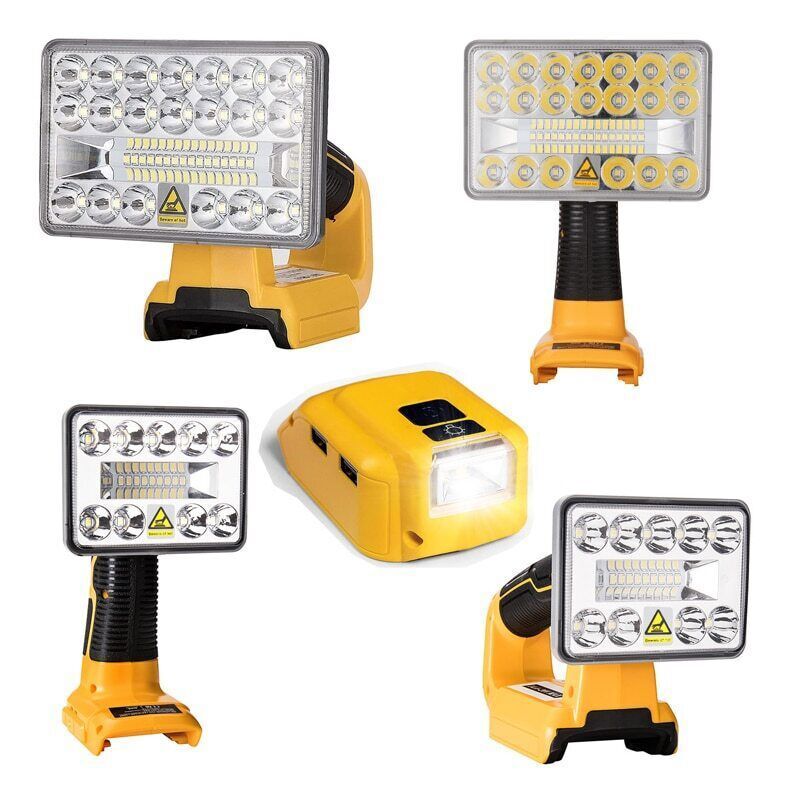 Flashlight Cordless LED Work Light for Dewalt 20V Li-Ion Battery with USB Port