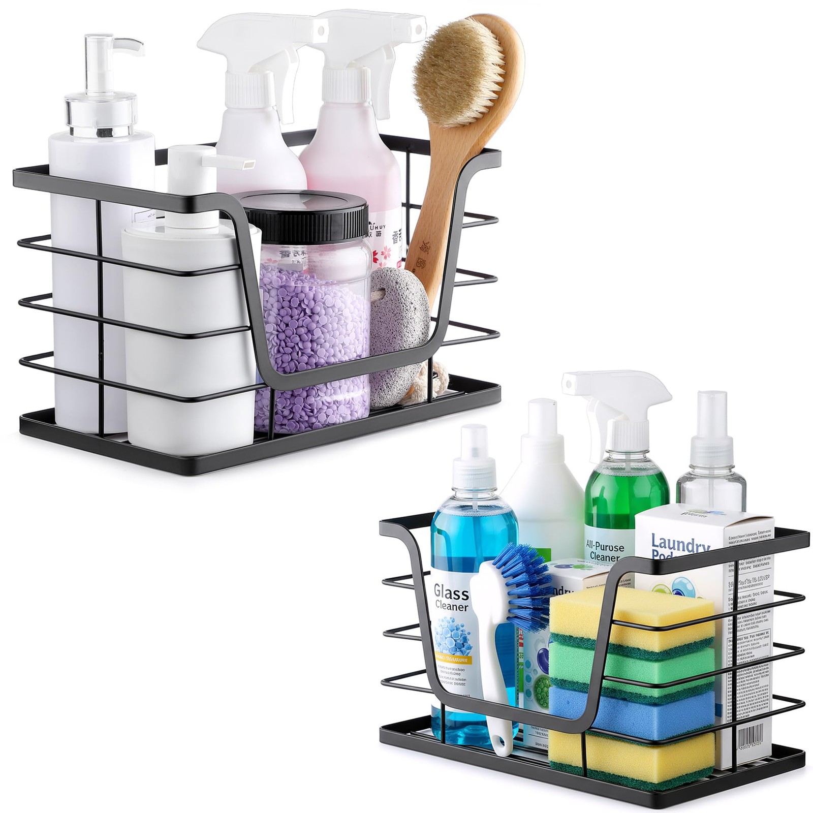 ALOCEO 2 Pack Storage Stackable 2-Pack - Medium&Small, 2-pack - L&s Black