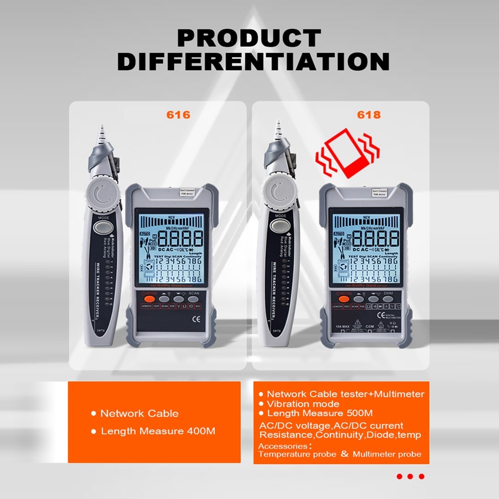 ET618 Cable Tester with LCD Display Analogs Digital Search POE Test Cable5001