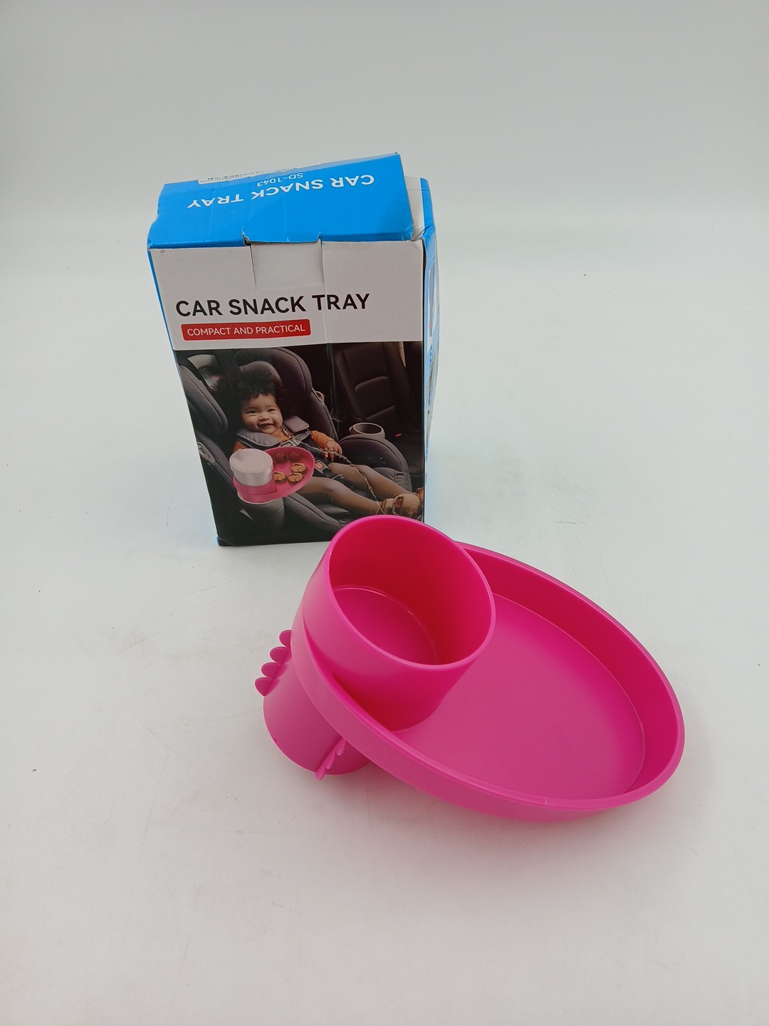 Car Seat Cup Holder Snack Tray: Travel Tray for Kids Car Seat Food Tray Pink