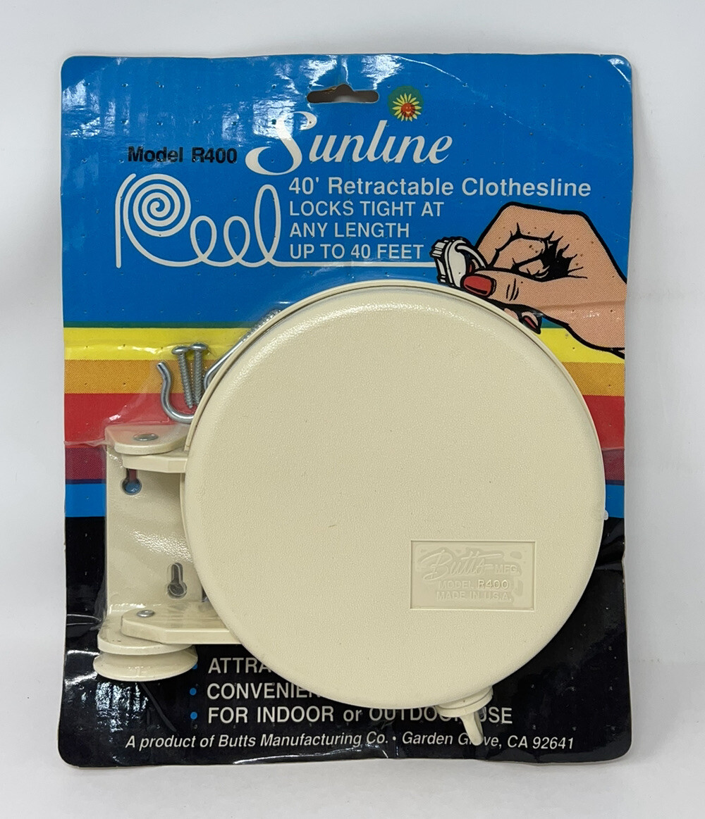 Vtg NEW Sunline 40' Retractable Clothesline Reel Model R400 NOS RV Camping