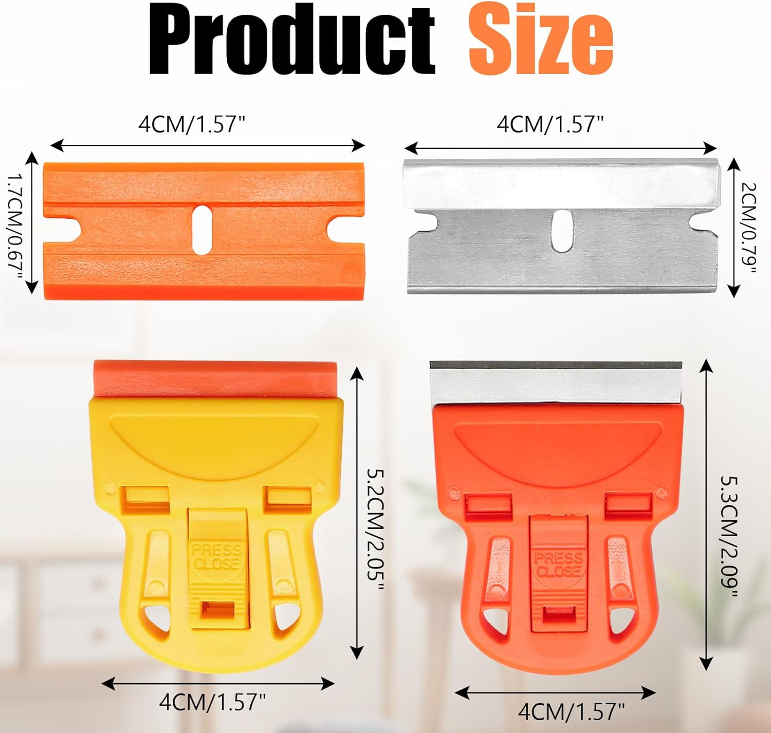 2 Sets Razor Blade Scrapers with Plastic Scraper Tool | Extra 10 Plastic Razor B
