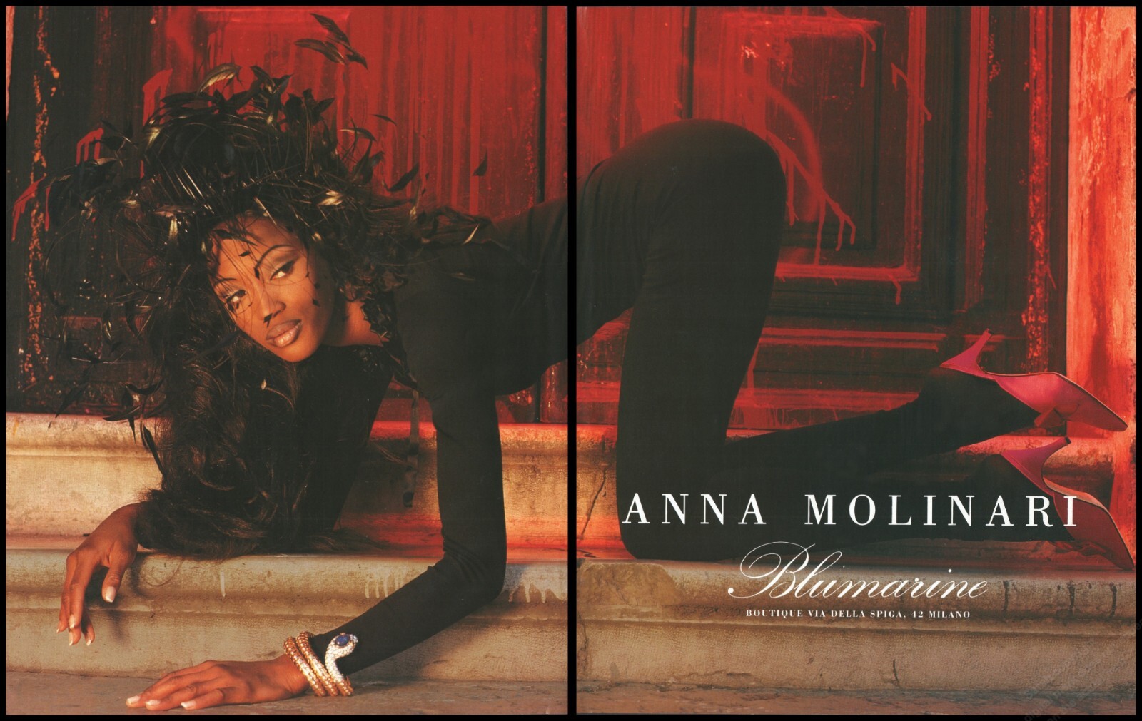 High Heels Naomi Campbell  Print Ad Women Fashion Long Legs shoes 2002-2pg