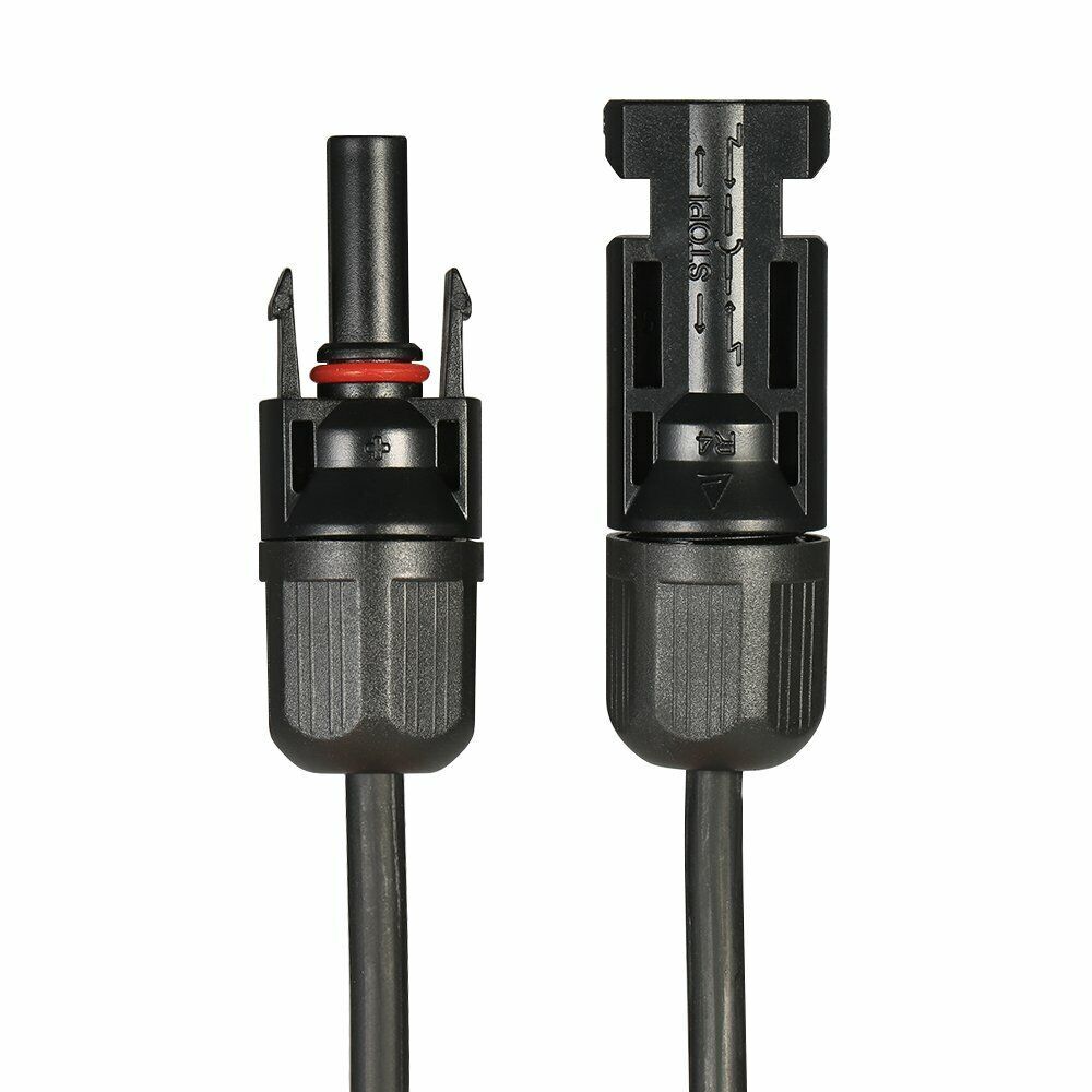 Black+Red 10 AWG Solar Panel Extension Cable Silicone Flexible Wire Connectors