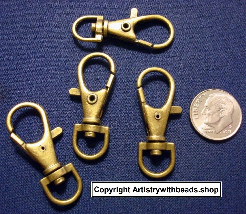 4 Huge swivel lobster claw jewelry clasps bronze plated 1 3/8" 35mm fpc293