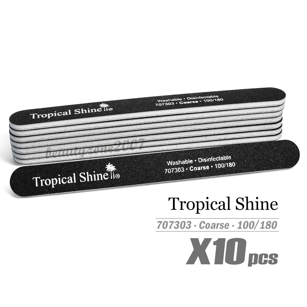 Tropical Shine Nail File 100/180 #707303 x 10 Pcs - Coarse/Medium