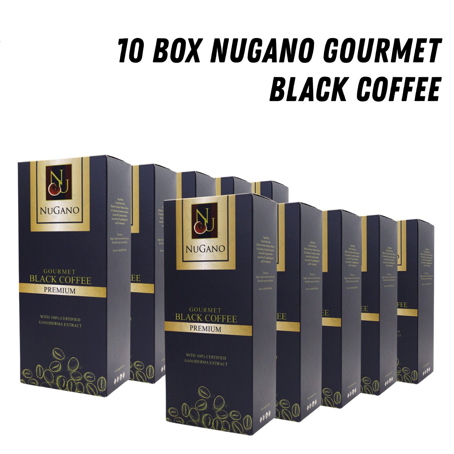 10 Box Nugano Ganoderma Black Coffee  Original 100% Gourmet Cafe Reishi Mushroom