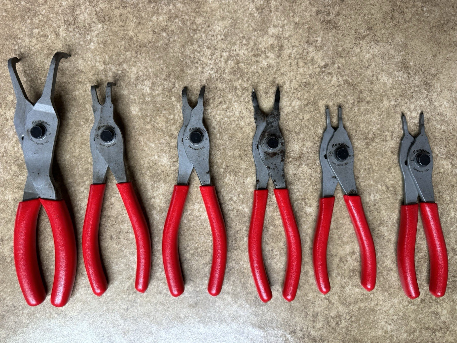 🔴 Snap-On 6pc SRPC Convertible Snap Ring Pliers Set RED Comfort Grip