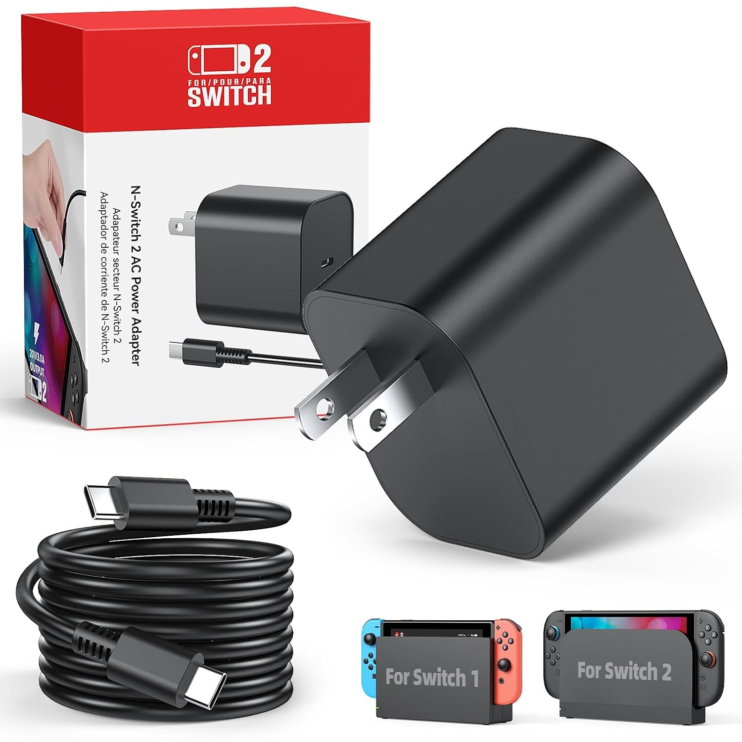 60W AC Adapter Charger for Nintendo Switch OLED Lite & Steam Deck Nintendo