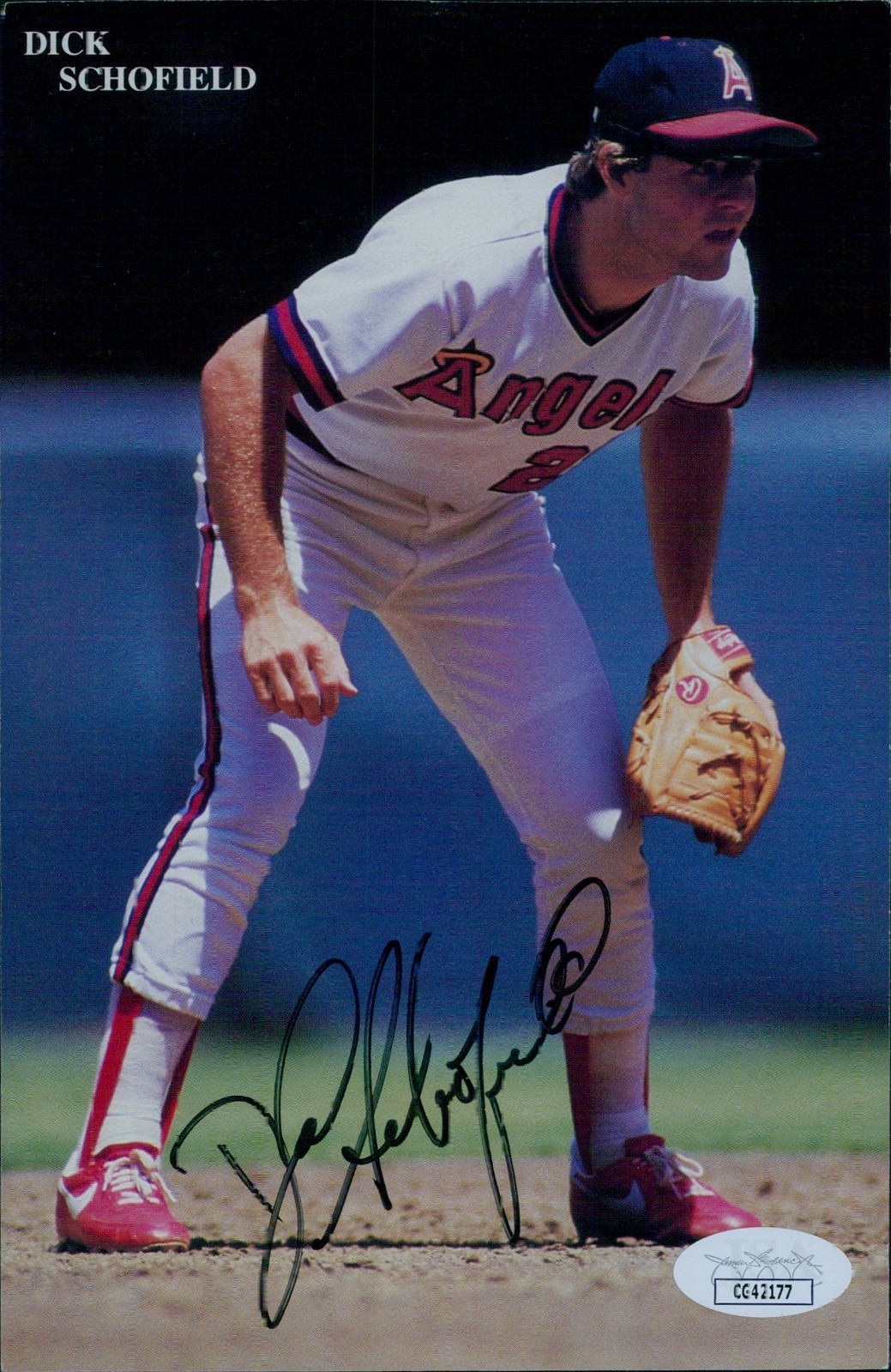 Dick Schofield California Angels Signed 5x7.5 Cut Page Photo JSA Authenticated