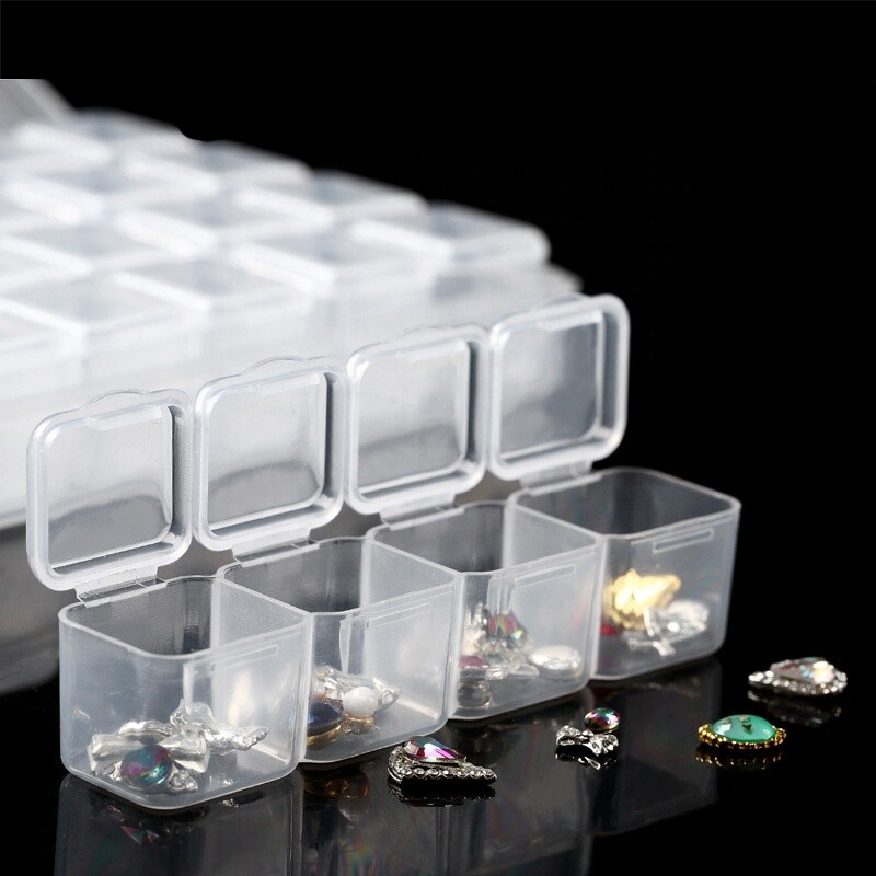 6 Pack Diamond Painting Storage Boxes, 28 Grids Per Case, 168 Total Compartments