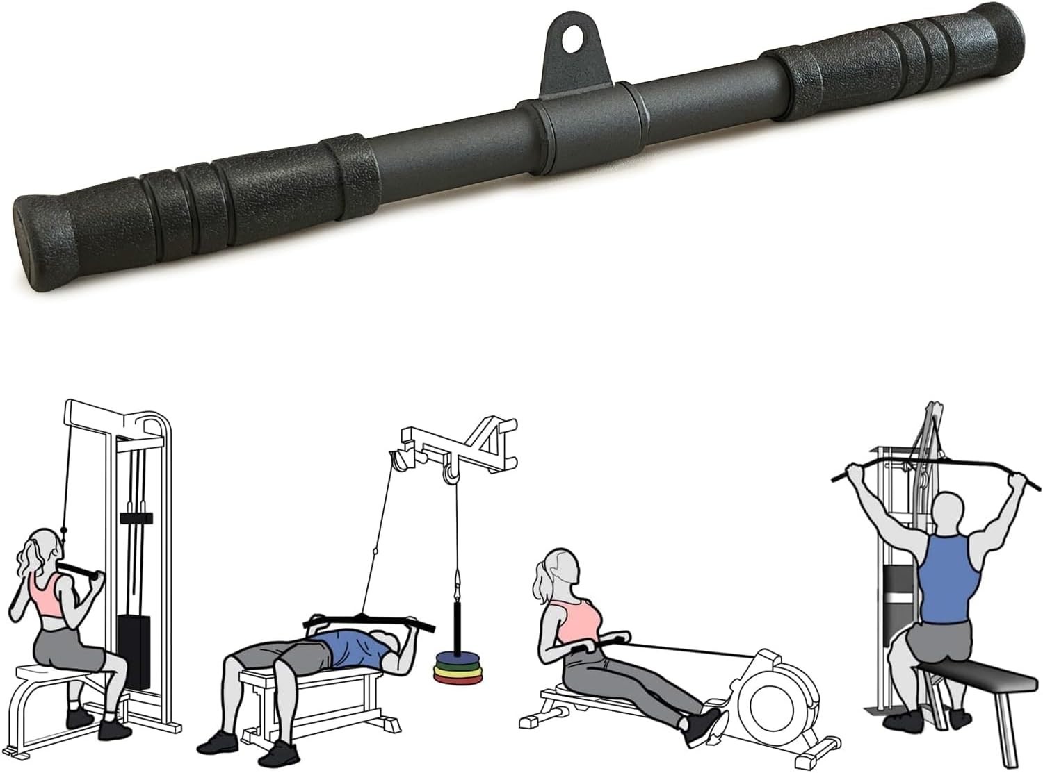 Berufexp Straight Bar, Pull Down Bar 360 Rotating, Lat Pulldown Attachments C...