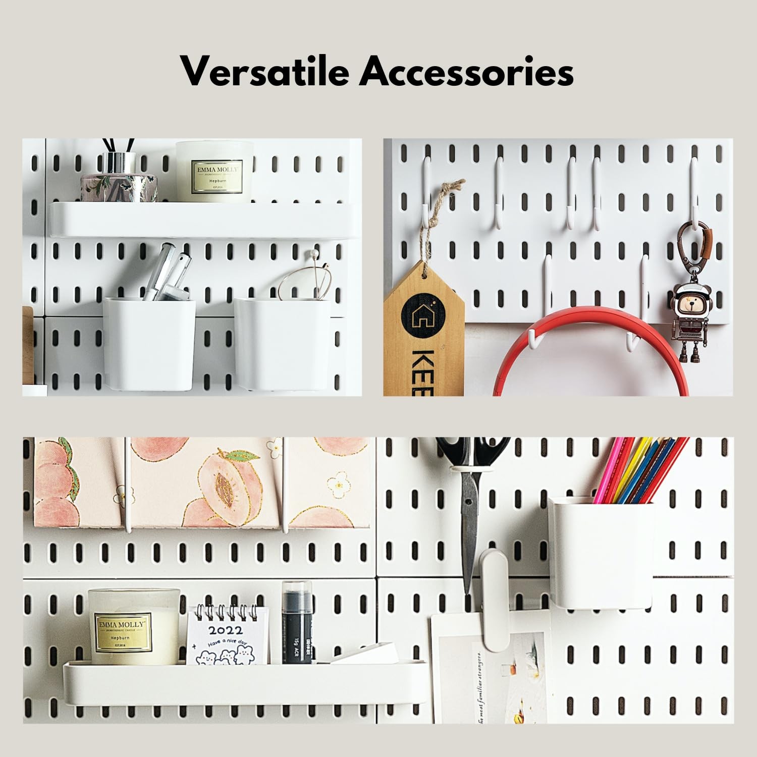 Keepo Pegboard Combination Kit, 4 Pegboards and 14 Accessories Modular Hanging f