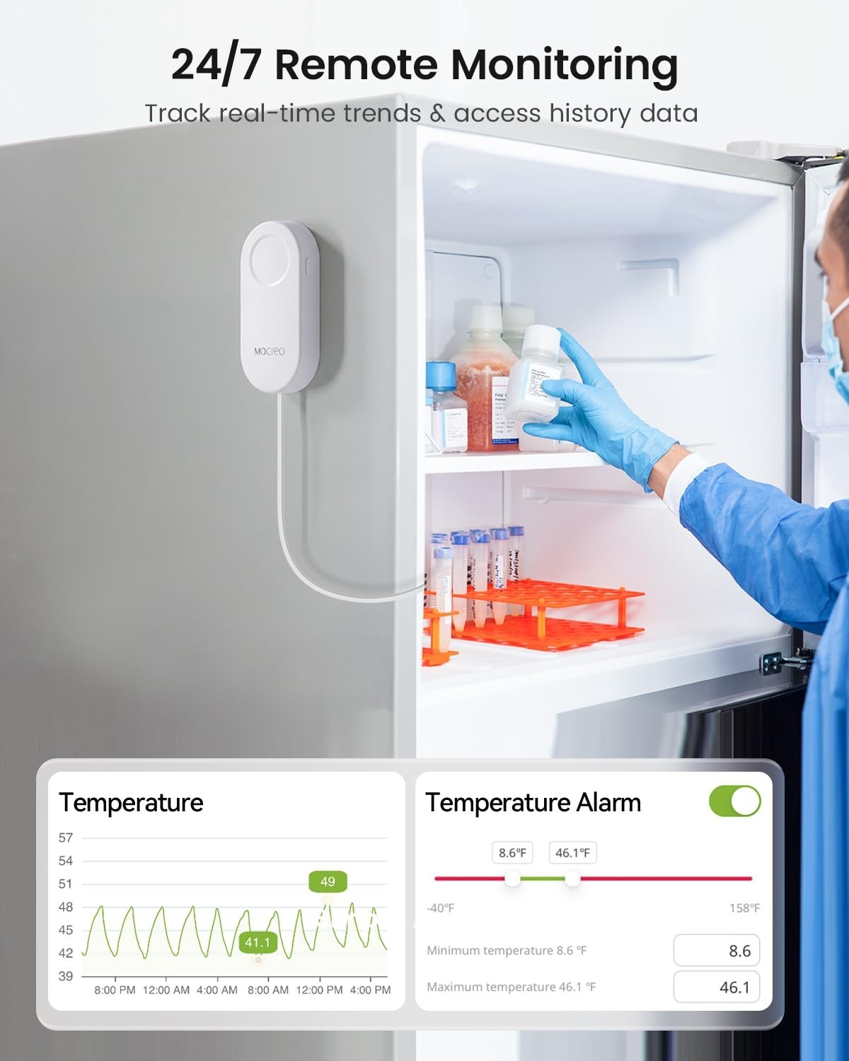 WiFi Thermometer Freezer Alarm, Email Alert, App Notification, Data Record Ex...