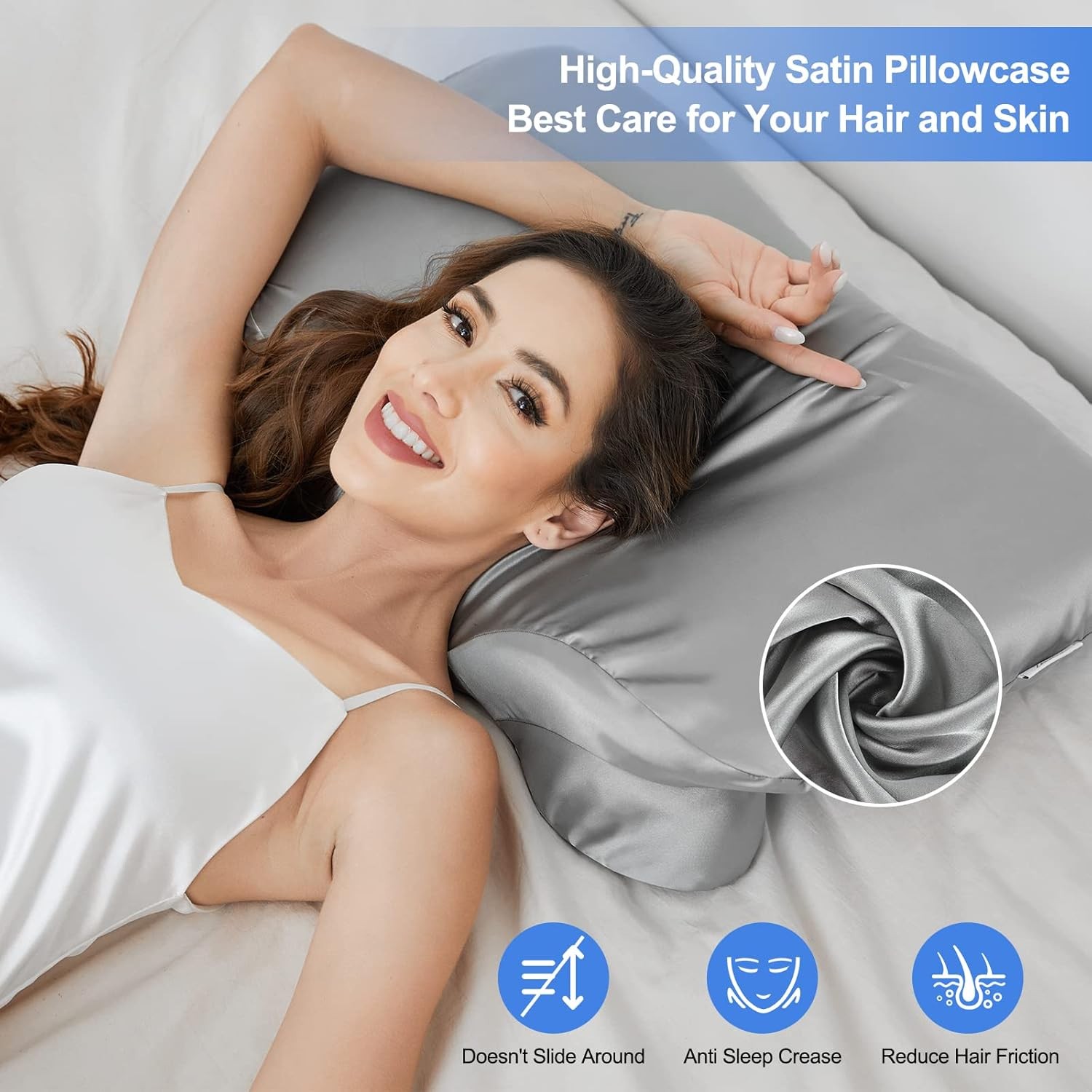Satin Pillowcase for Cervical Pillow, Ergonomic Case, Smooth & Soft Sleeping