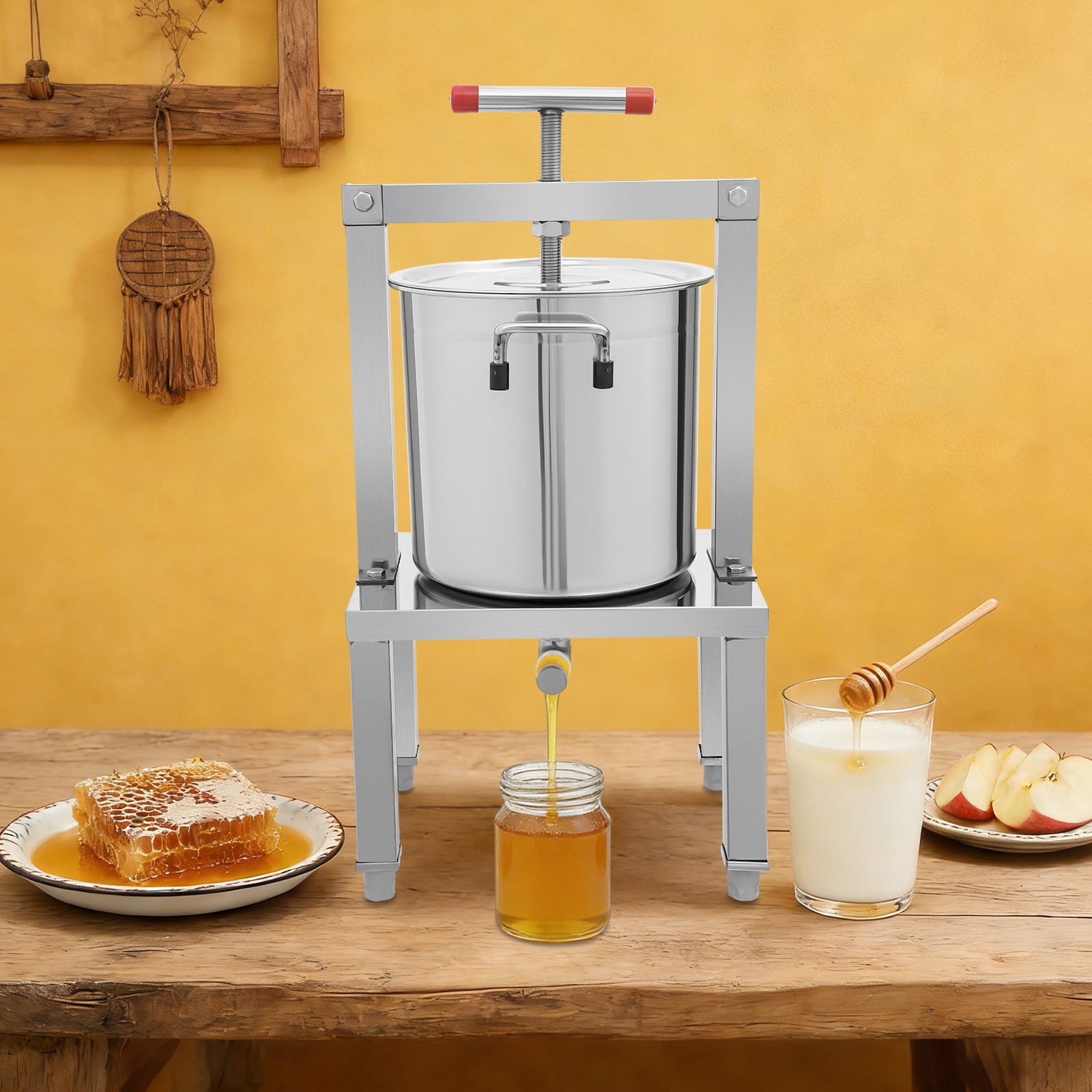 Large Manual Fruit Honey Presser Cider Wine Grape Apple Press Extractor For Wine