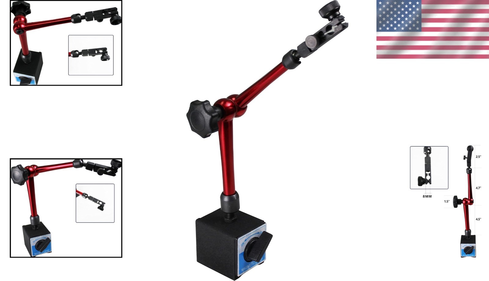 Magnetic Base Stand for Dial Indicators 8mm