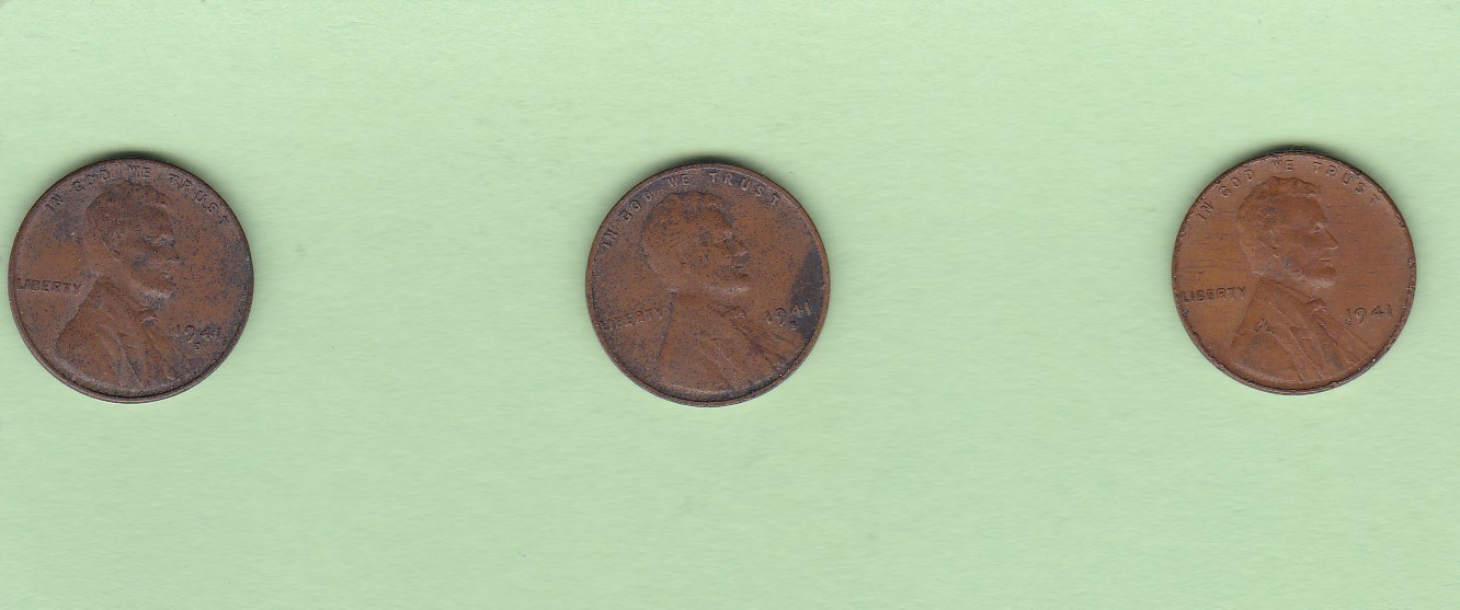 1941 P D S  P-D-S LINCOLN WHEAT PENNY 1 CENT SET 3 COINS TOGETHER .99 Shipping B