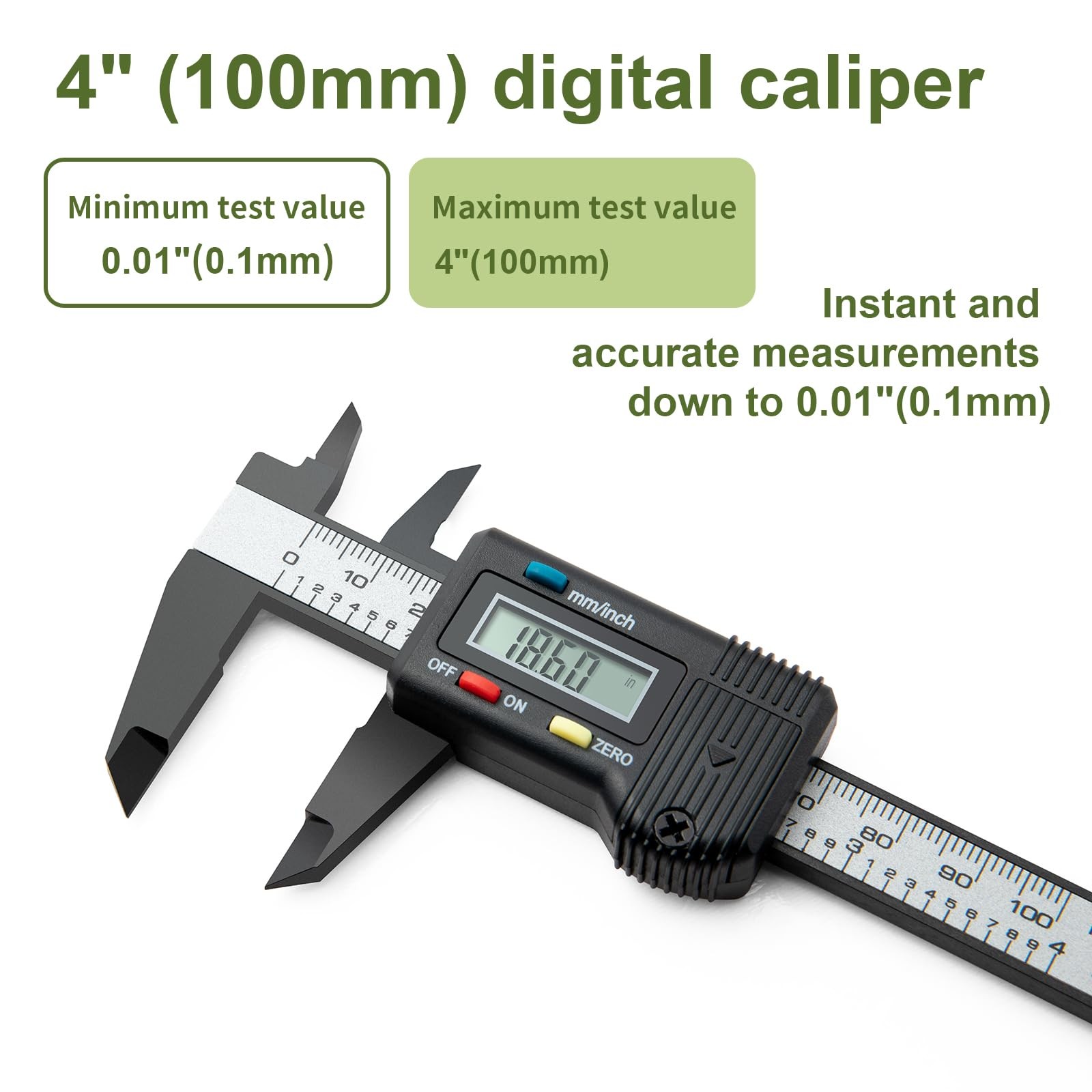 SCITOOLS Small Digital Caliper 0-4" Mini Measuring Tool, Micrometer 4"