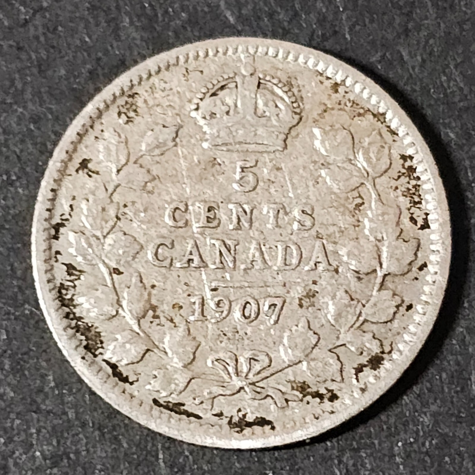 1907 - WD - Canada 5 five cents SILVER - LOW COMBINED SHIP - C5-321