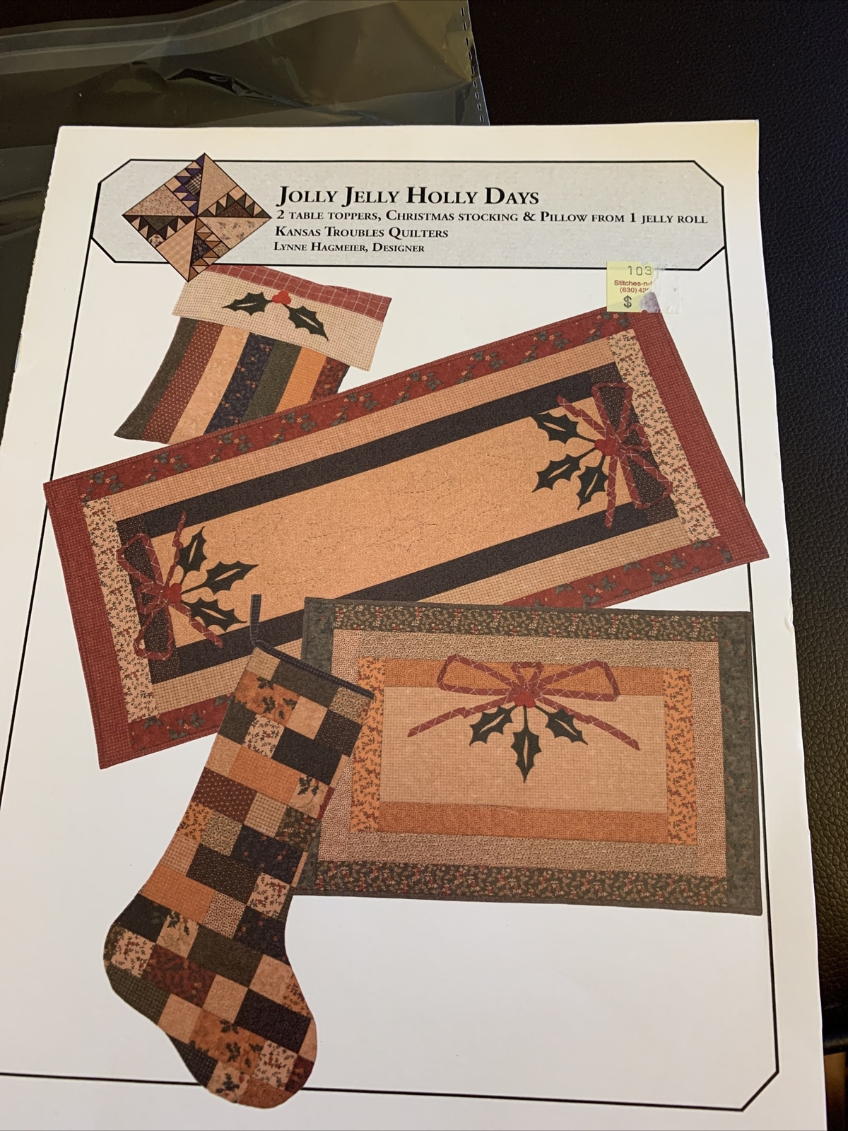 Jolly Jelly Holly Days. Table Toopers, Stocking, Pillow.  Quilting Patterns.