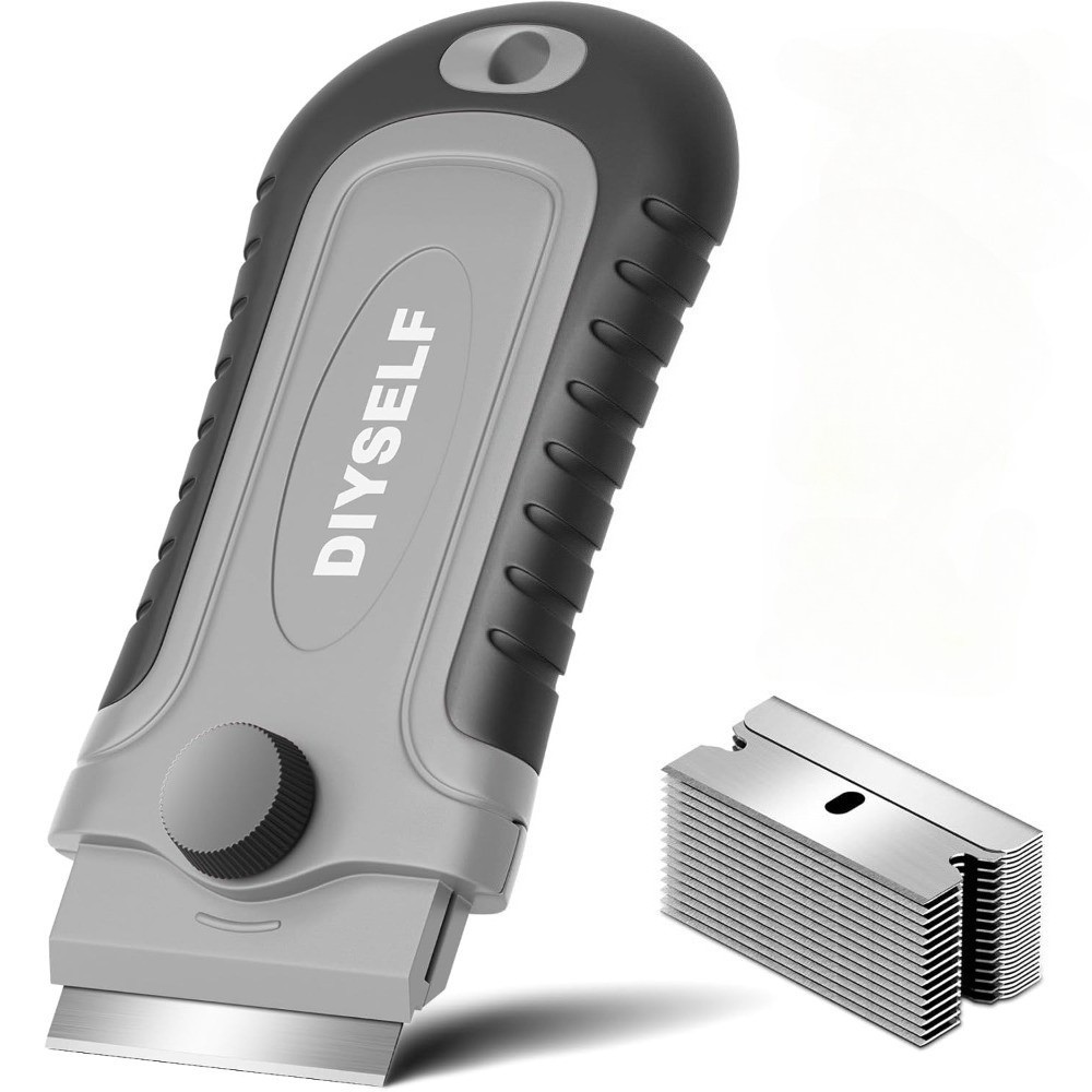 Razor Blade Scraper Tool with 15 Blades Ergonomic Handle for Glass Stove Top