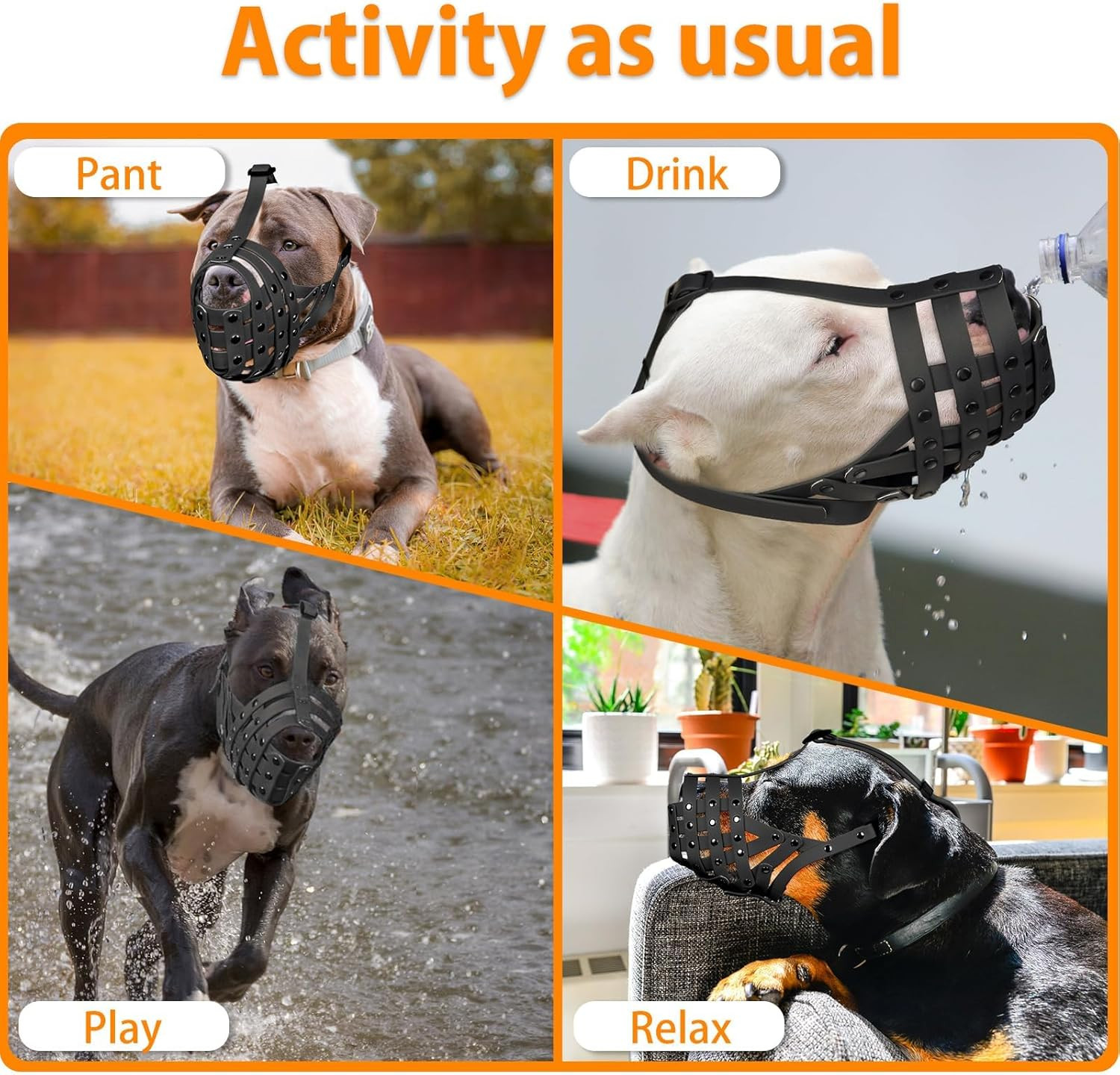 Pitbull Muzzle for Large Medium Sized Dogs to Prevent Biting Scavenging, Basket