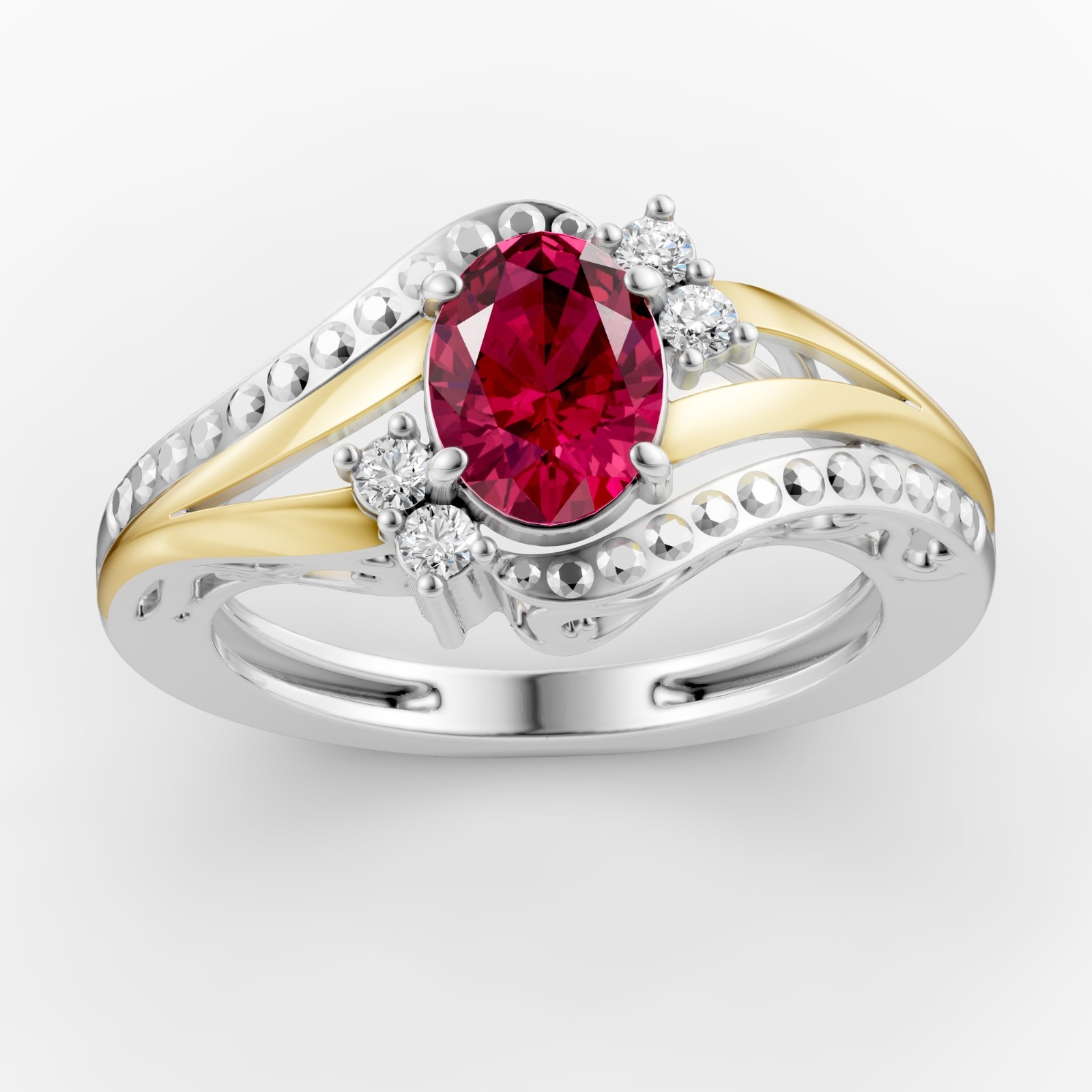 925 Silver 10K Gold Red Ruby July birthstone Ring in Sterling Silver