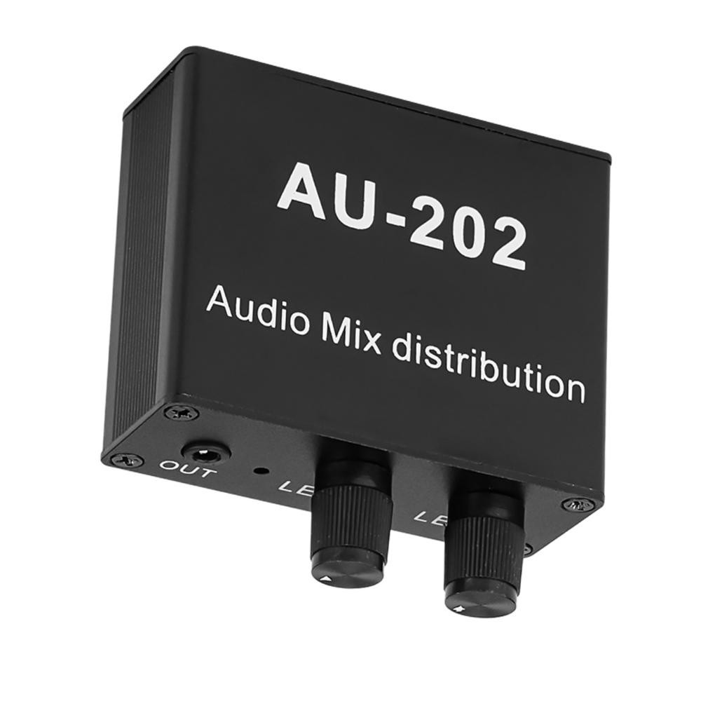 DC5-19V 2 Inputs 2 Outputs Stereo Audio Mixer Distributor for Headphone