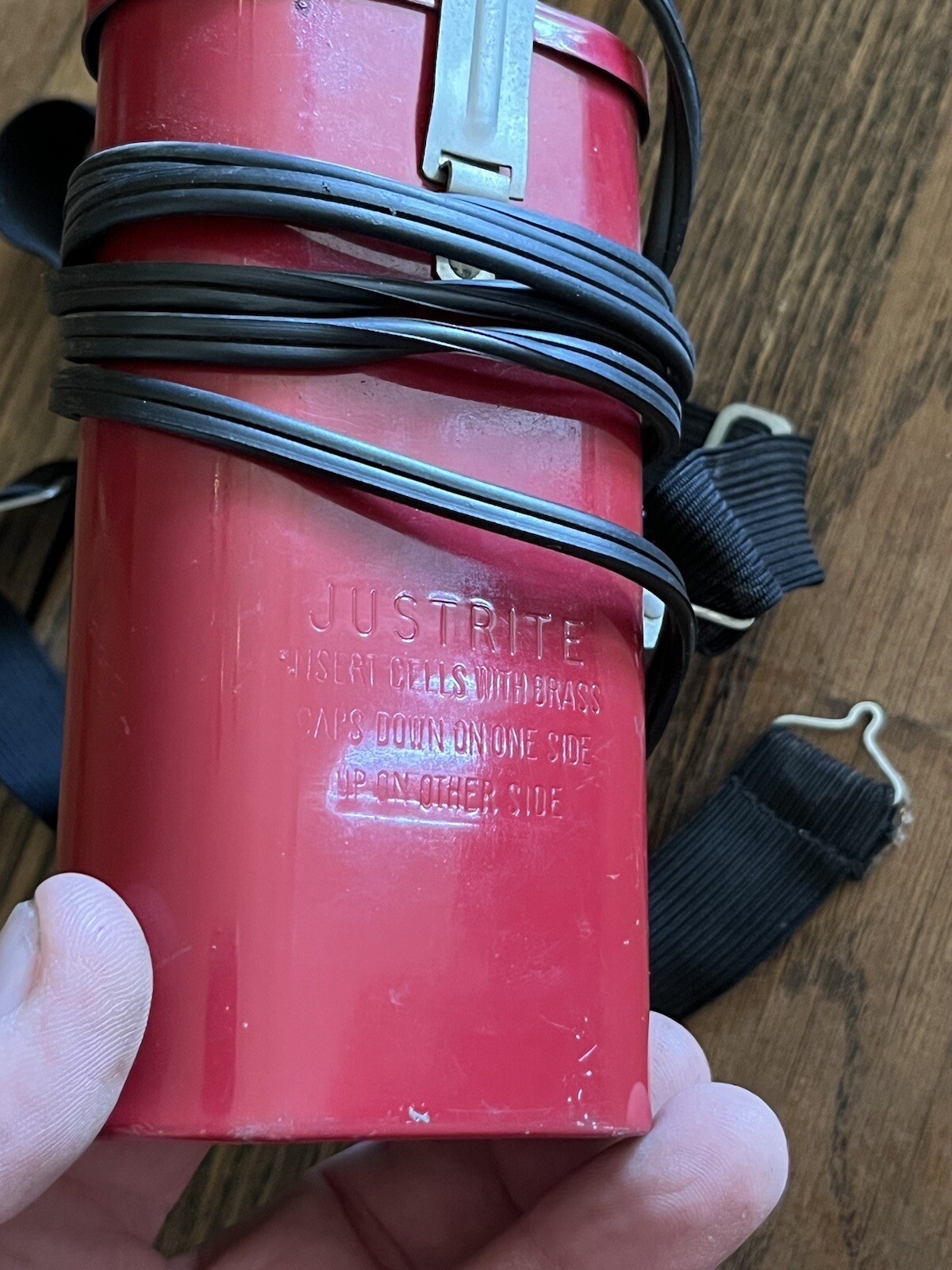 Justrite Electric Head Lantern Headlamp Light Lamp Red Case