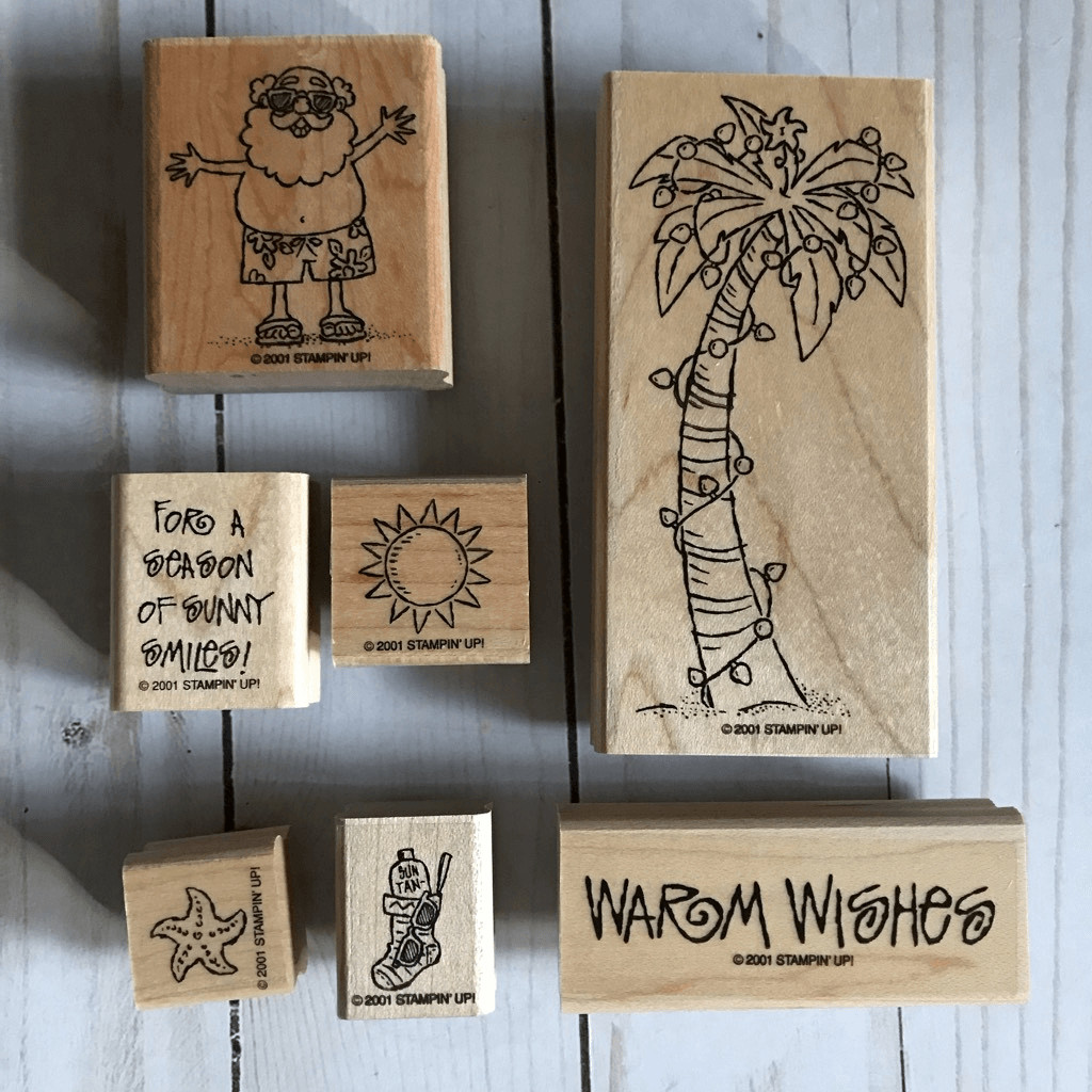 Stampin’ Up! Sunny Seasons Greetings Christmas rubber stamps cards retired (cl)