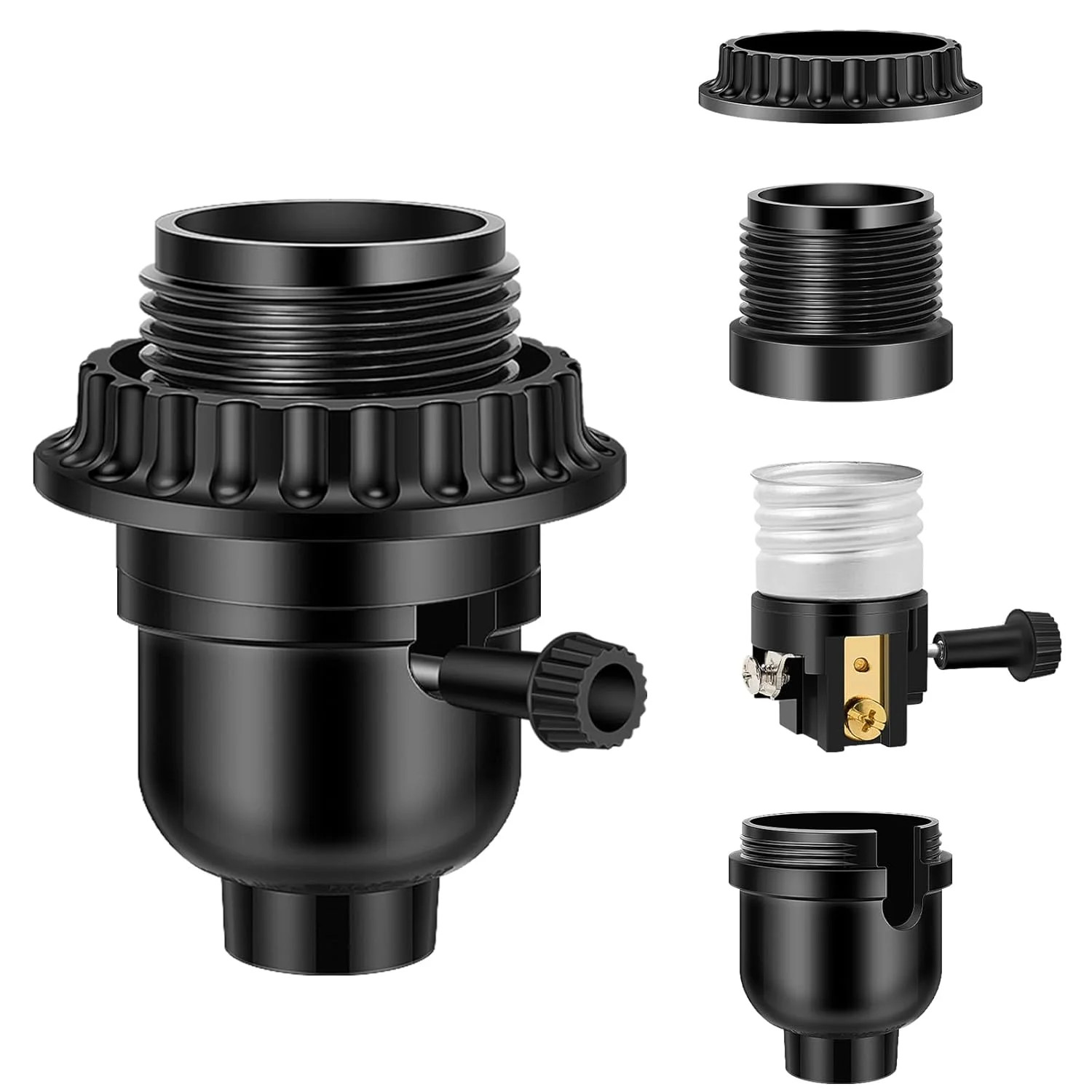 Listed E26 Light Socket, Threaded Lamp Socket Replacement with On/Off Switch