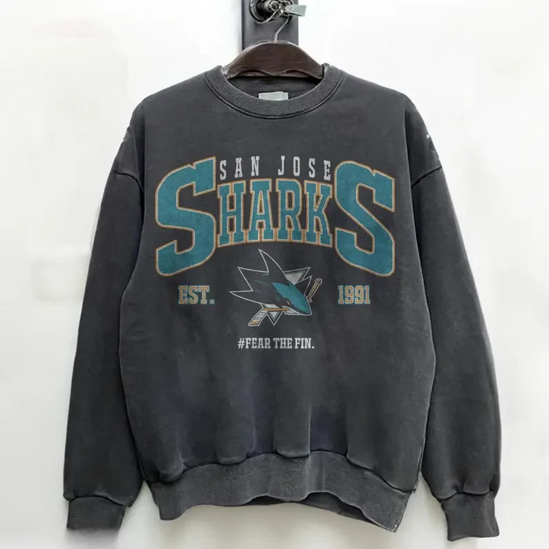 Vintage 90s San Jose Sharks Ice Hockey Black Color Sweatshirt AN68145