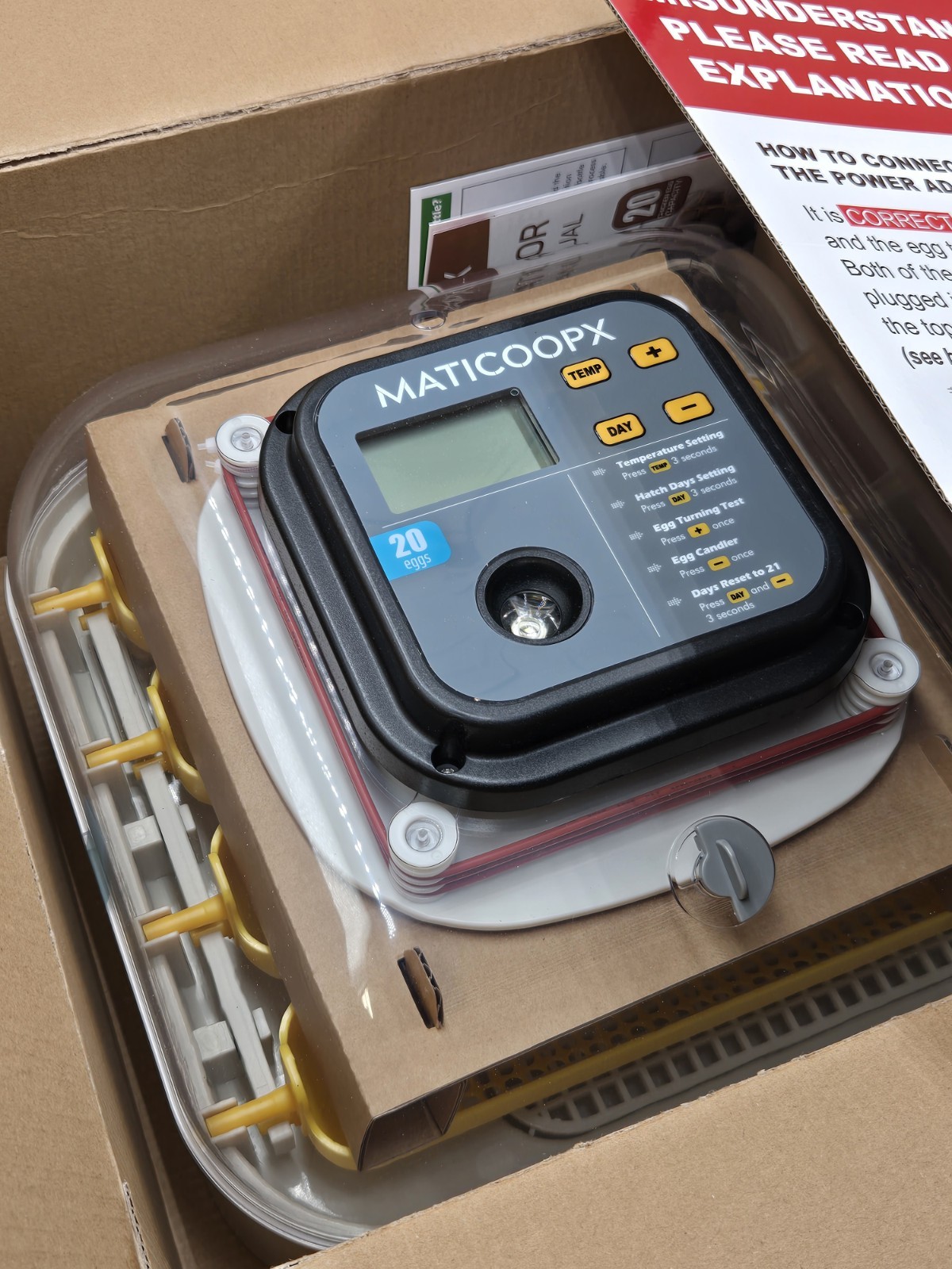 MATICOOPX 20 Egg Incubator with Humidity Display Egg Candler Automatic Egg Turne
