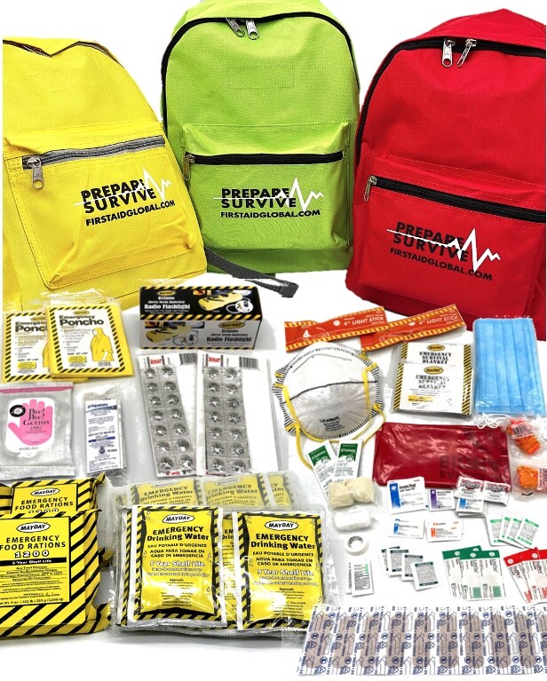 Survival Backpack for 2-Persons in Red, Lime or Yellow now with IOSAT Tablets