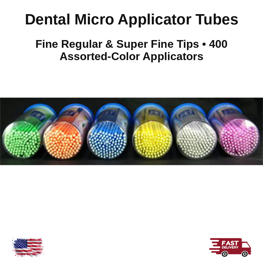 Microapplicators 400 Assorted Colors Non-Absorbent Non-Linting Fibers Dental