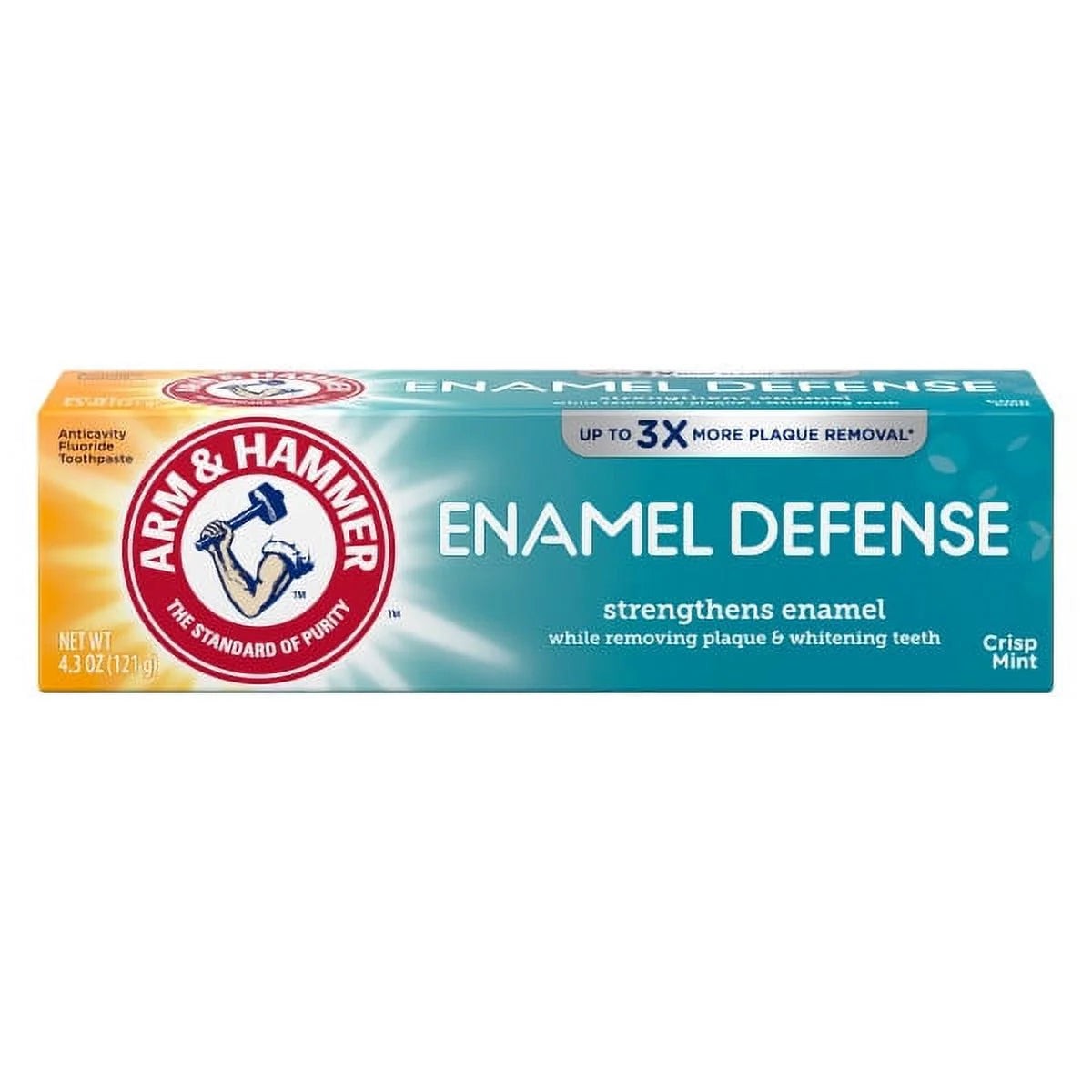 Arm & Hammer Enamel Defense Toothpaste, 4.3 oz Tube, Crisp Mint, Fluoride