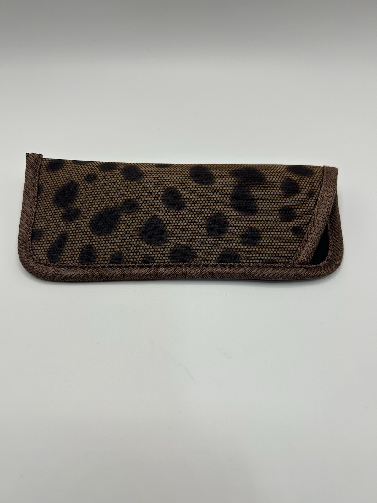 Leopard Print Soft Eyeglass Case 6” Fabric Sunglasses Pouch Brown Trim