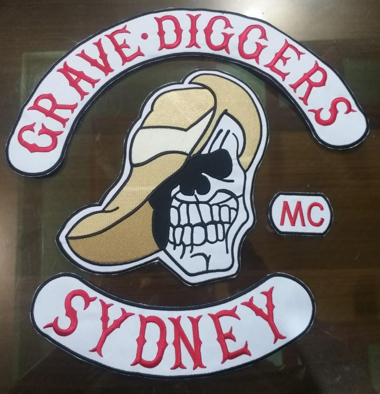 Best 35Cm Embroidery Iron  Or Sew On Grave Diggers Sydney MC Biker Patch Set