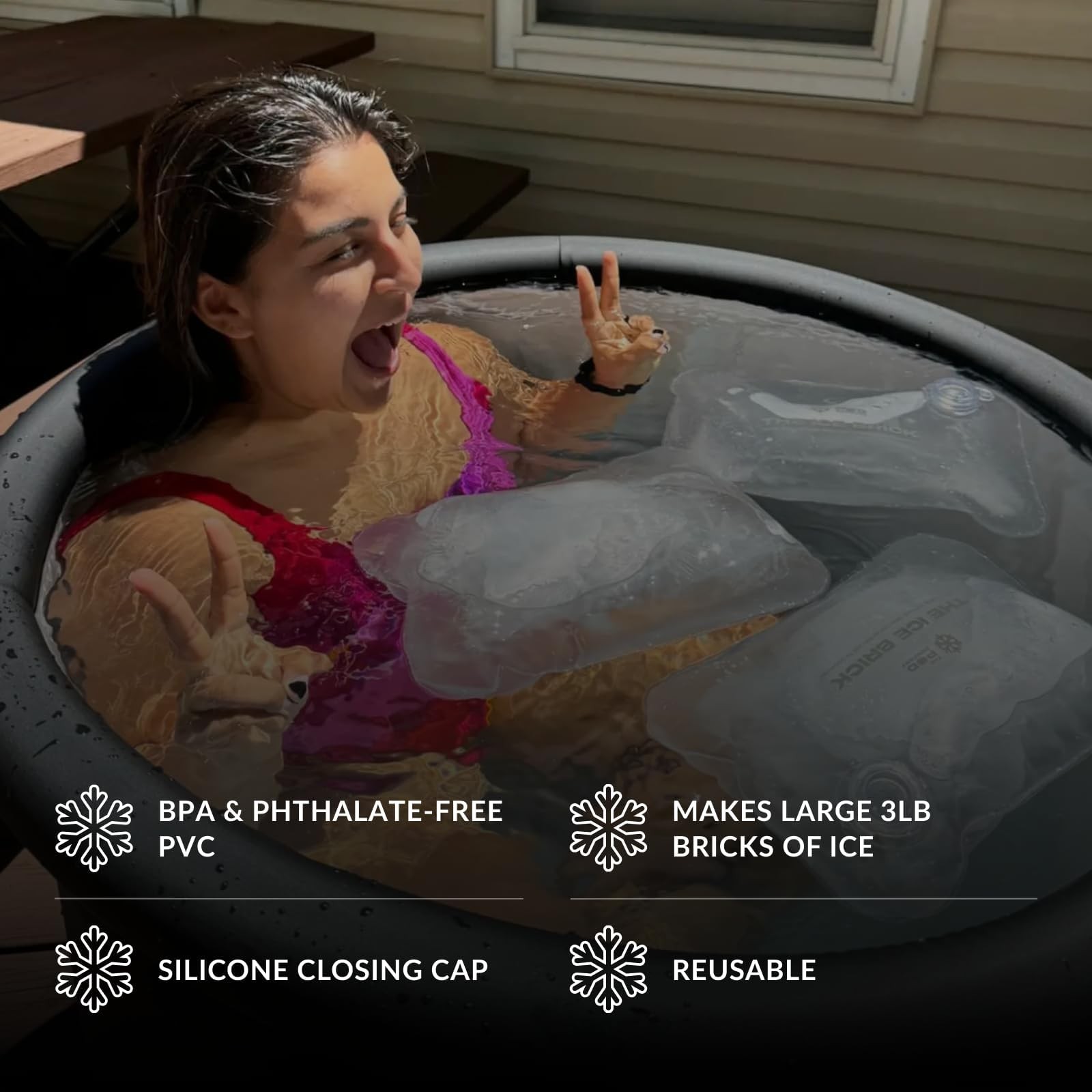 3-Pack Reusable Ice Bricks, 3 lb Cold Plunge Blocks for Long-Lasting Cooling