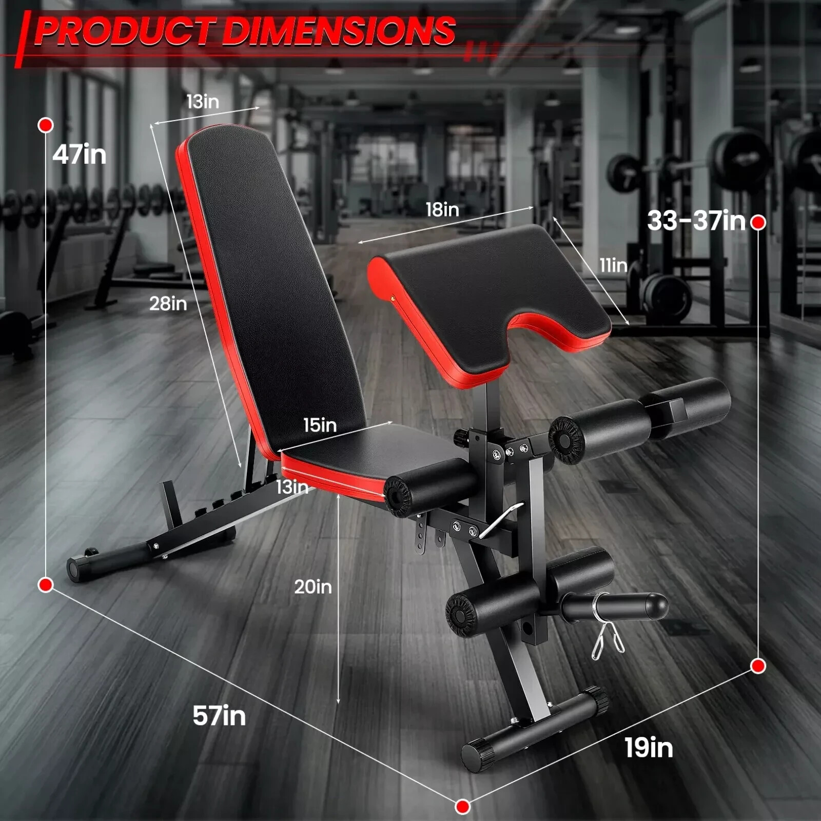 800 LBS Adjustable Foldable Exercise Weight Bench Workout Bench Gym With Wheels