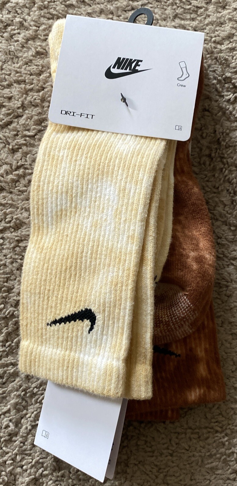 NIKE Everyday Plus Cushioned Tie-Dye Crew Socks 2 Pairs Multicolor L DM3407-908